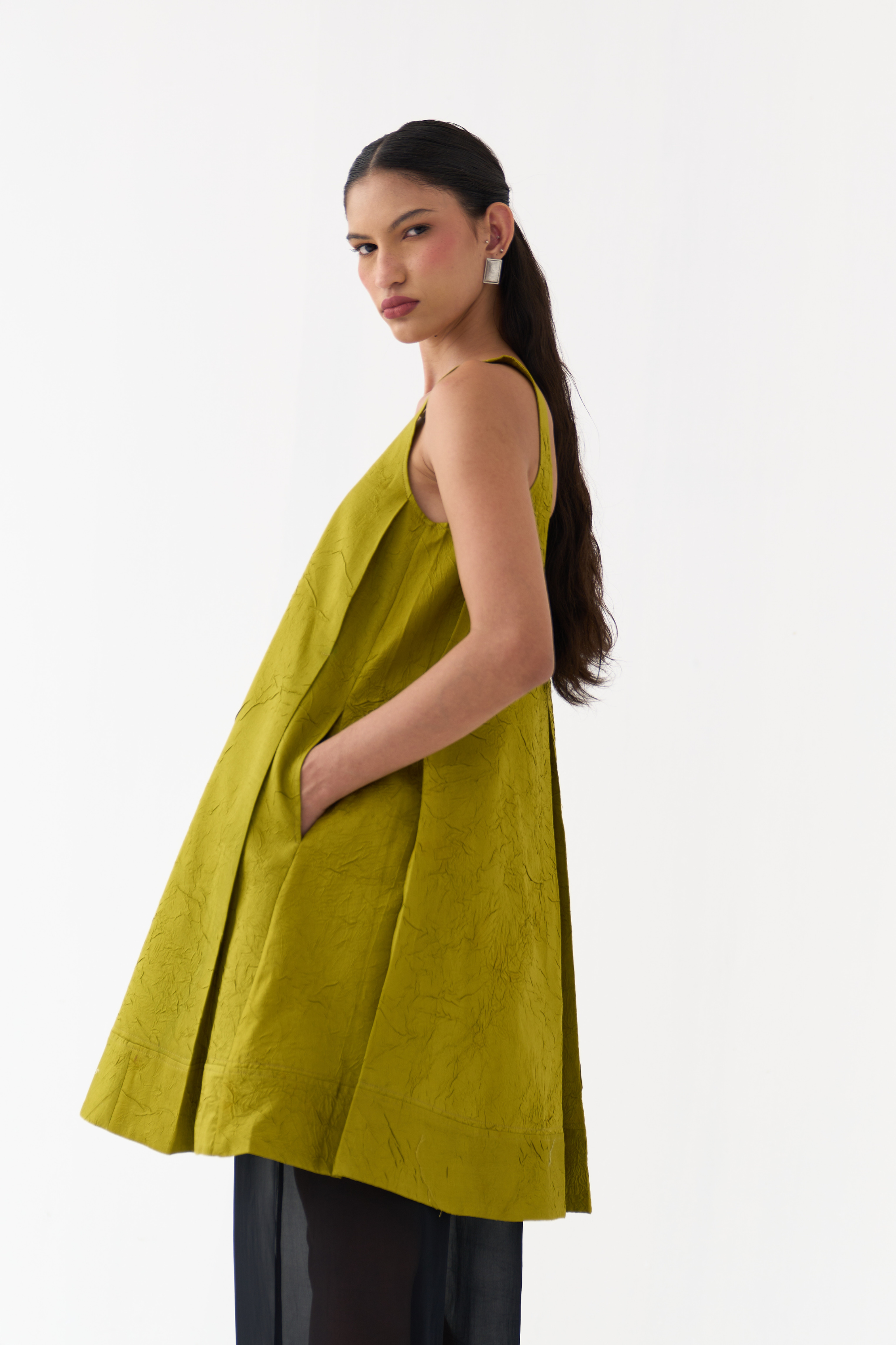 U-neck Pleated Tunic Co-ord (set Of 2)