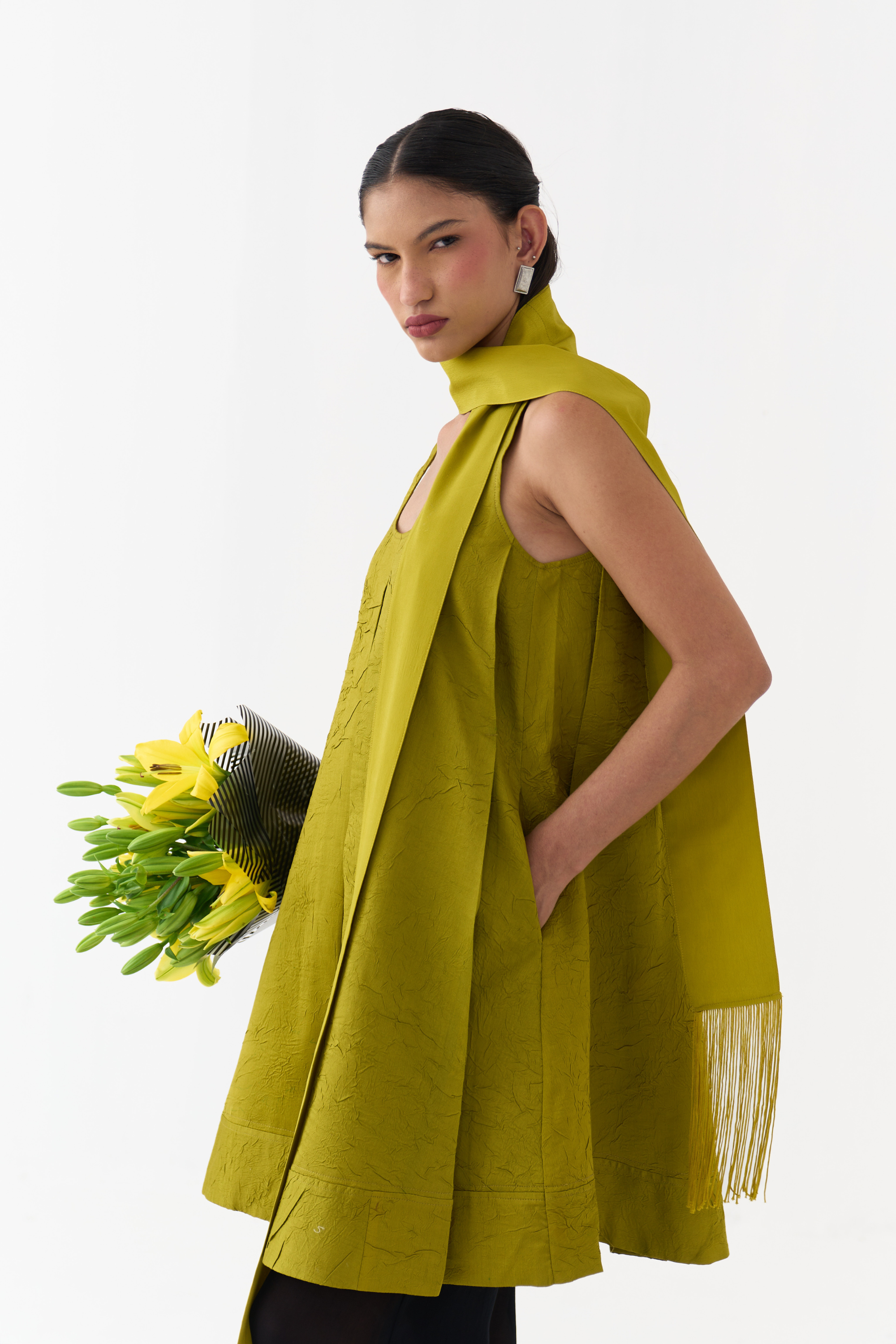 U-neck Pleated Tunic Co-ord (set Of 2)