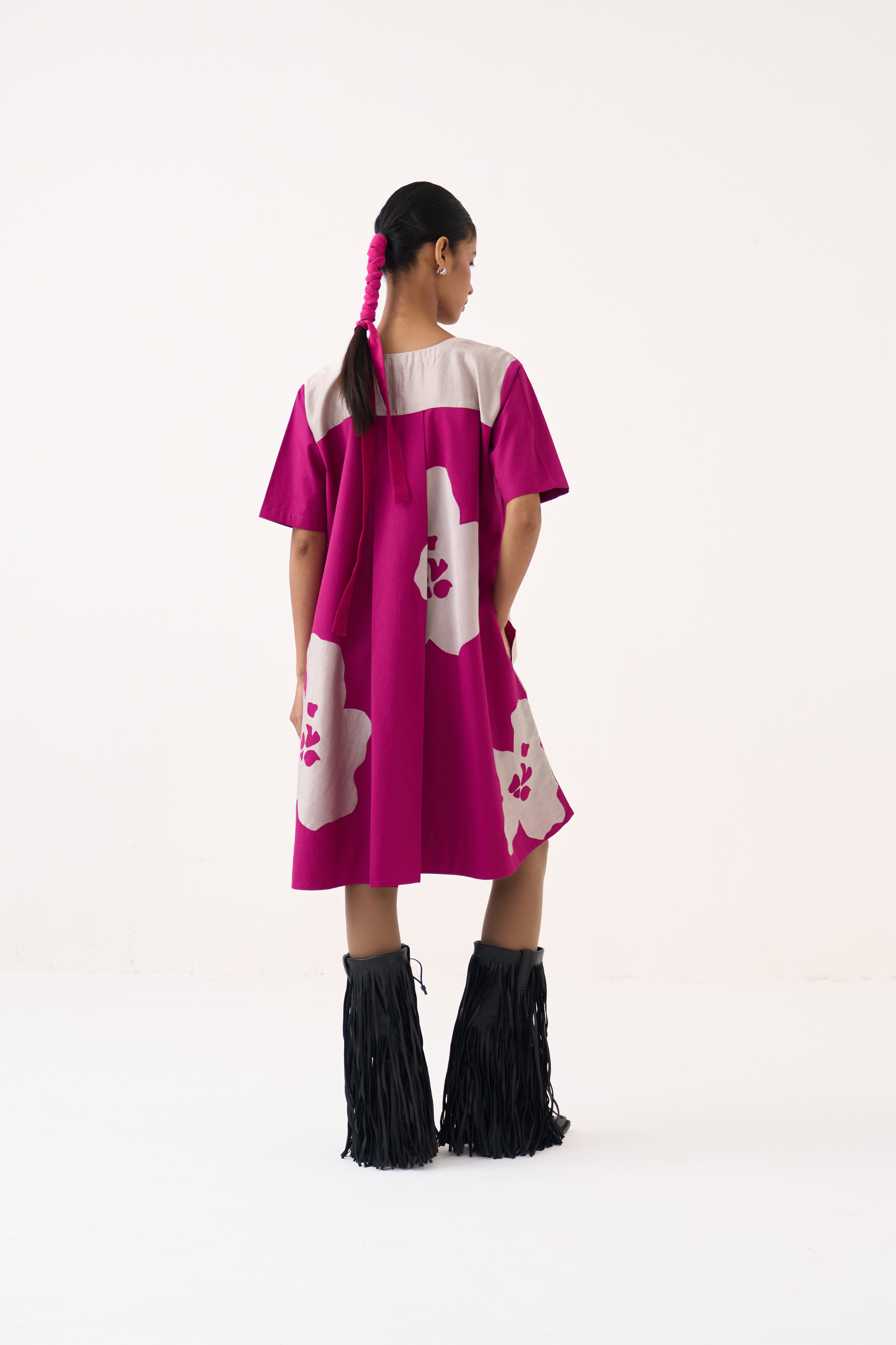 Floral Applique Wide Hem Dress