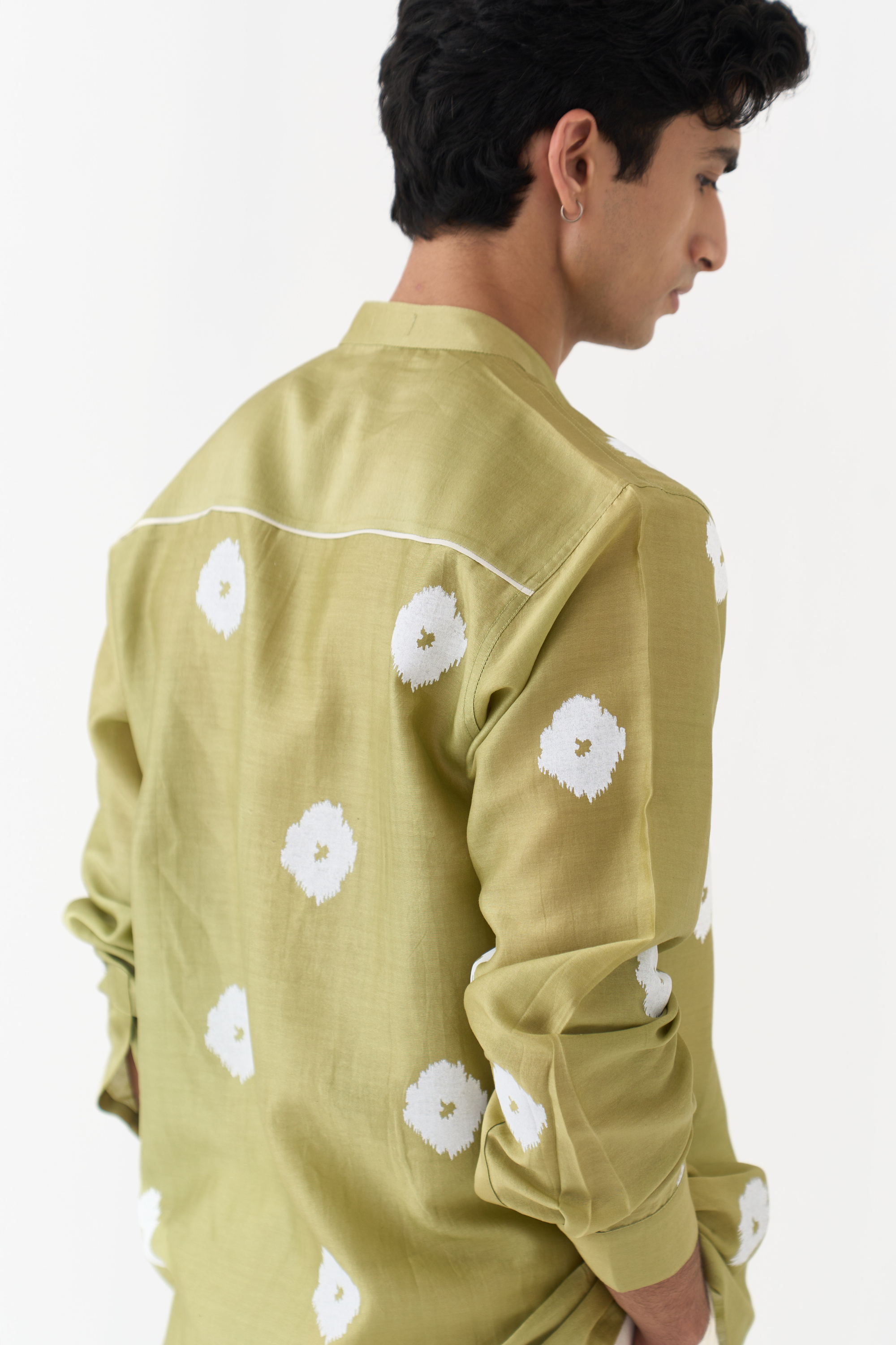 Block Print Band Collar Shirt Co-ord
