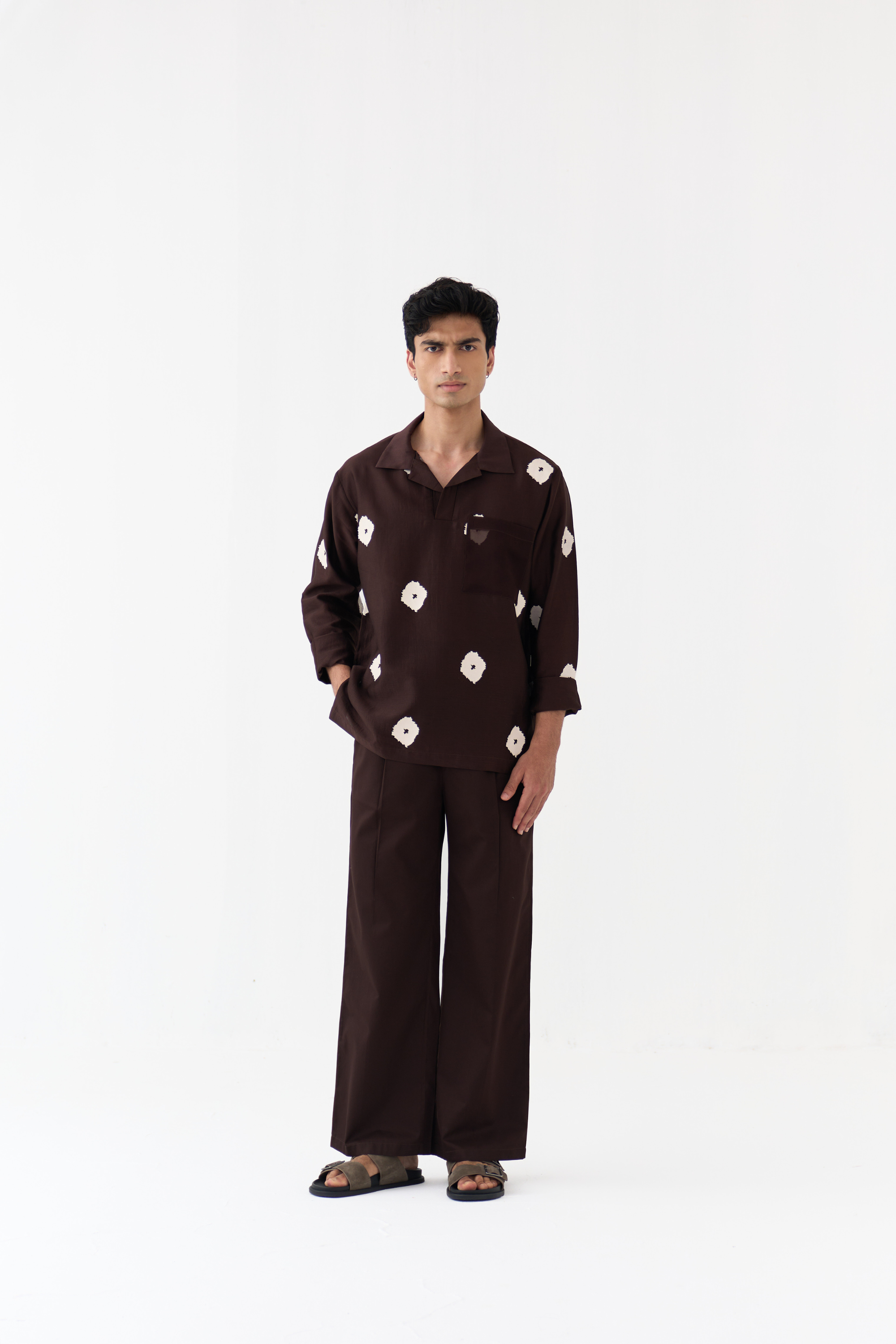 Block Print V-neck Shirt Co-ord