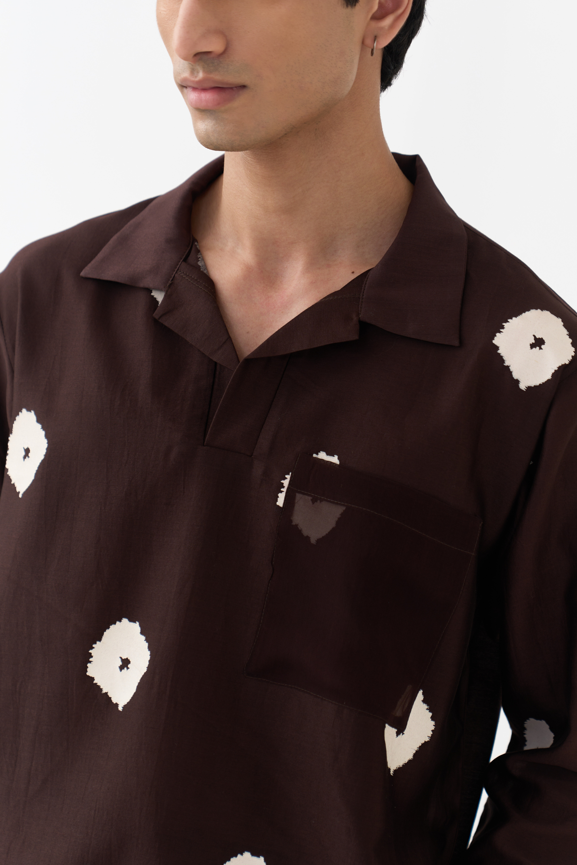 Block Print V-neck Shirt Co-ord