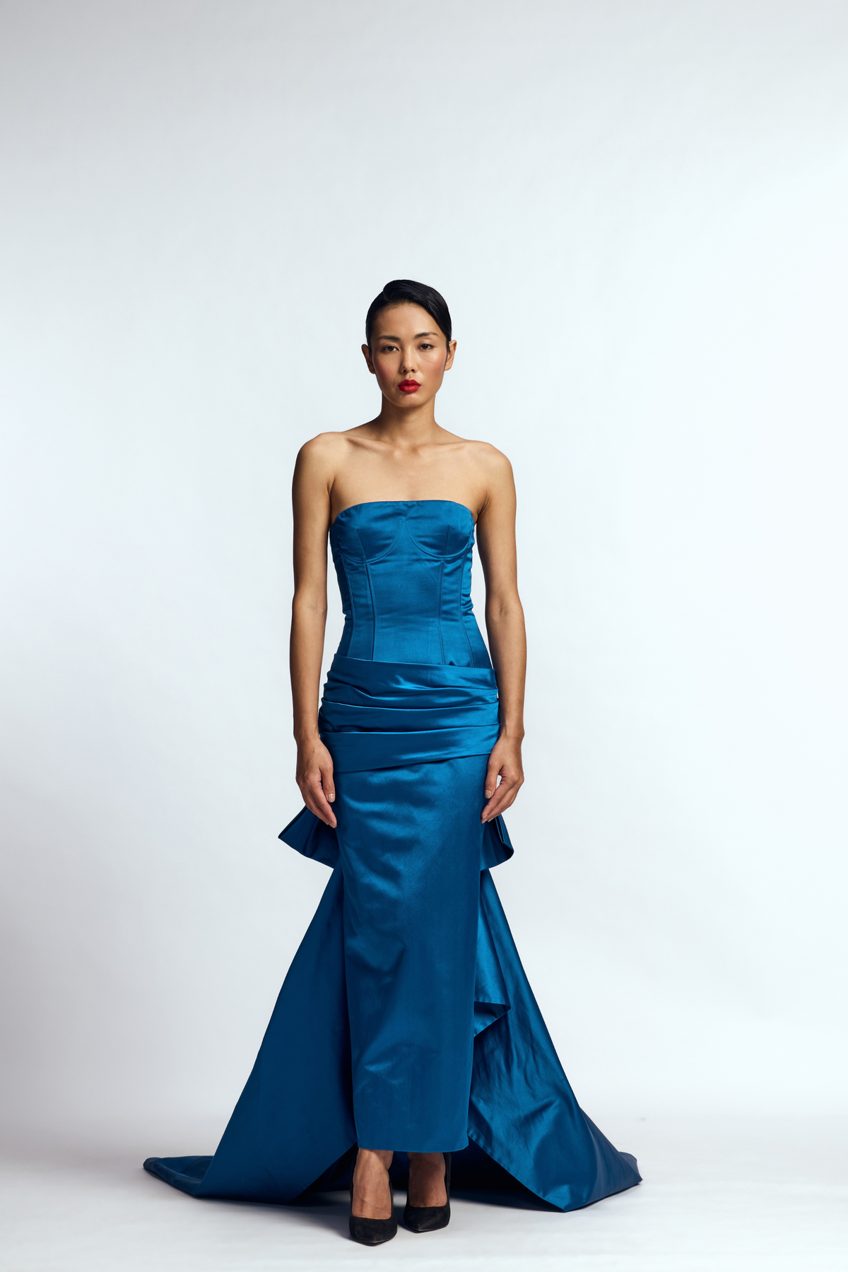 Structured Draped Column Gown
