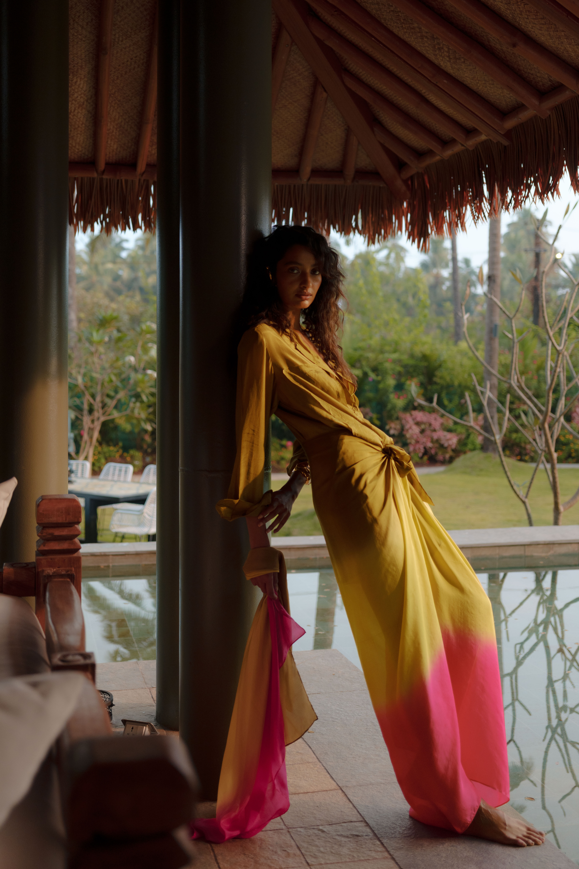 Shaya Dip-dye Silk Sarong Dress