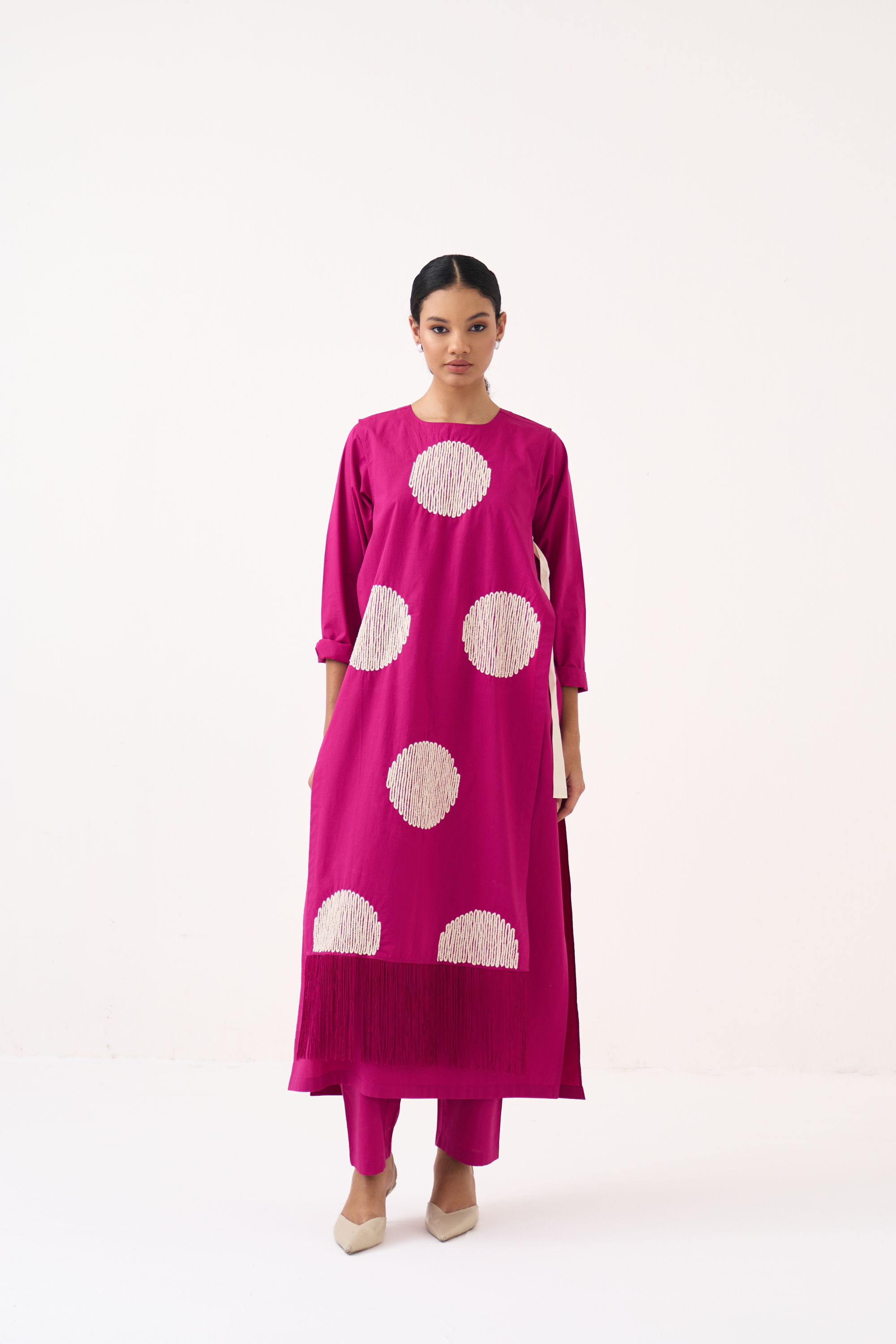 Emb. Side Tie Overlay Co-ord (set Of 3)