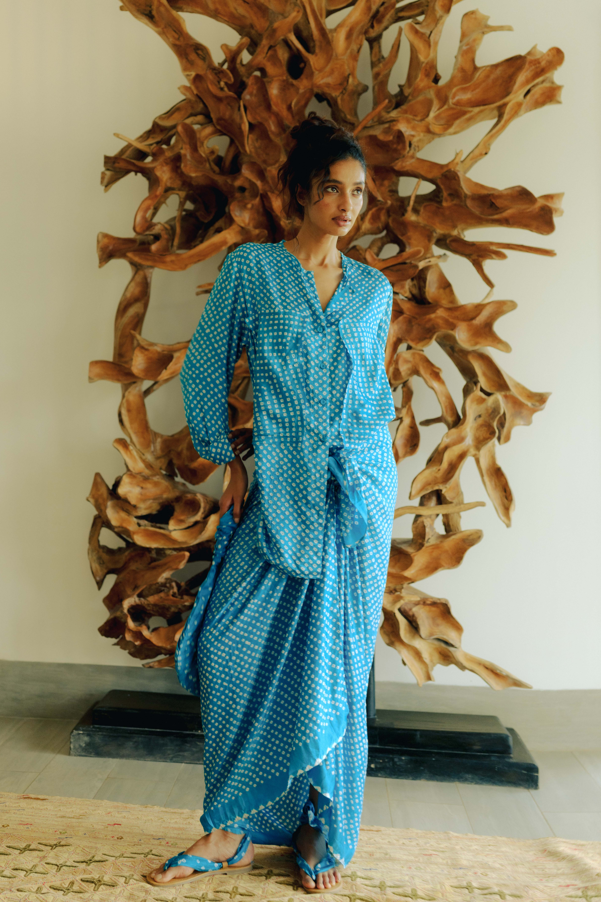 Akasha Silk Bandhani Sarong Dress