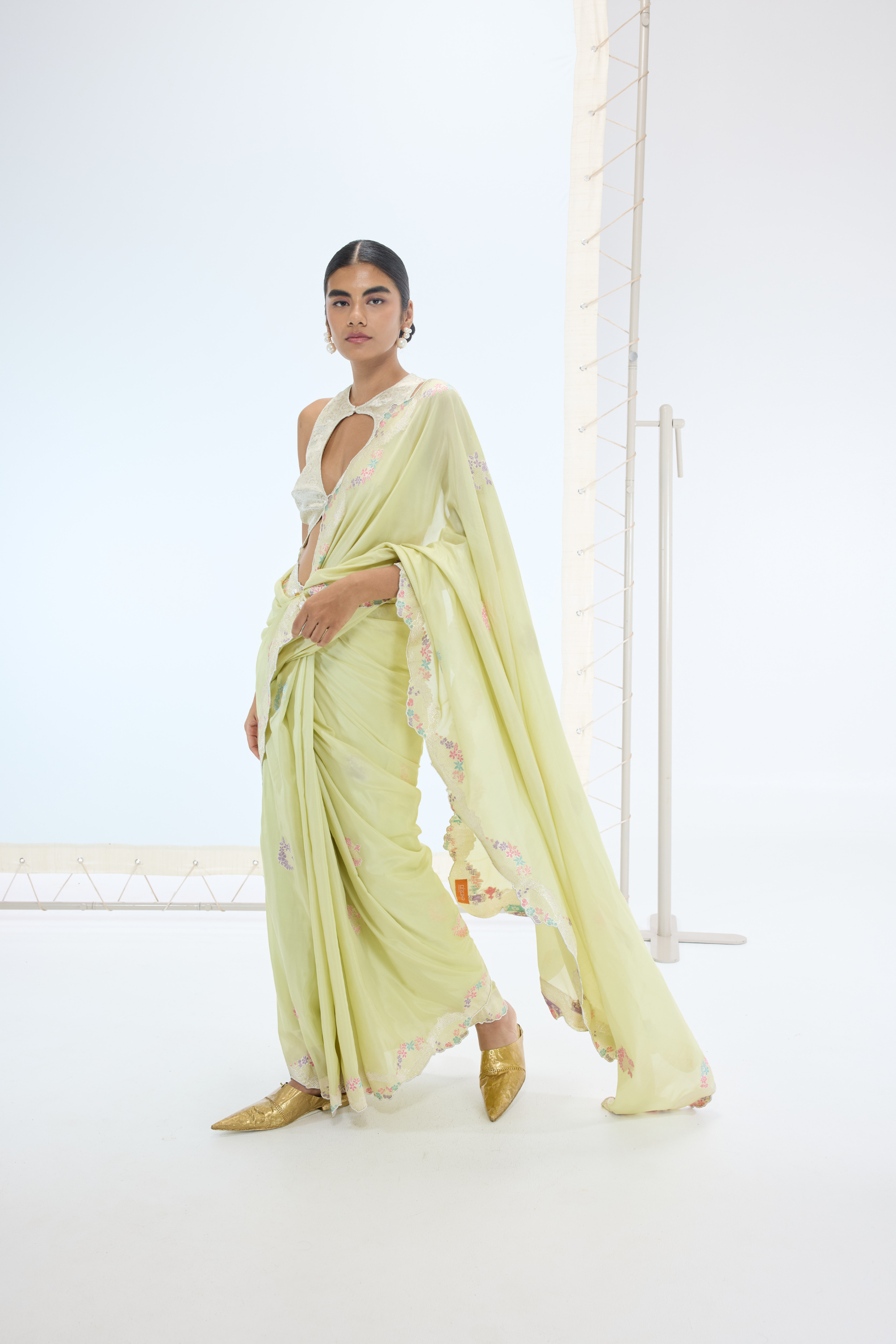 The June Saree In Pistachio