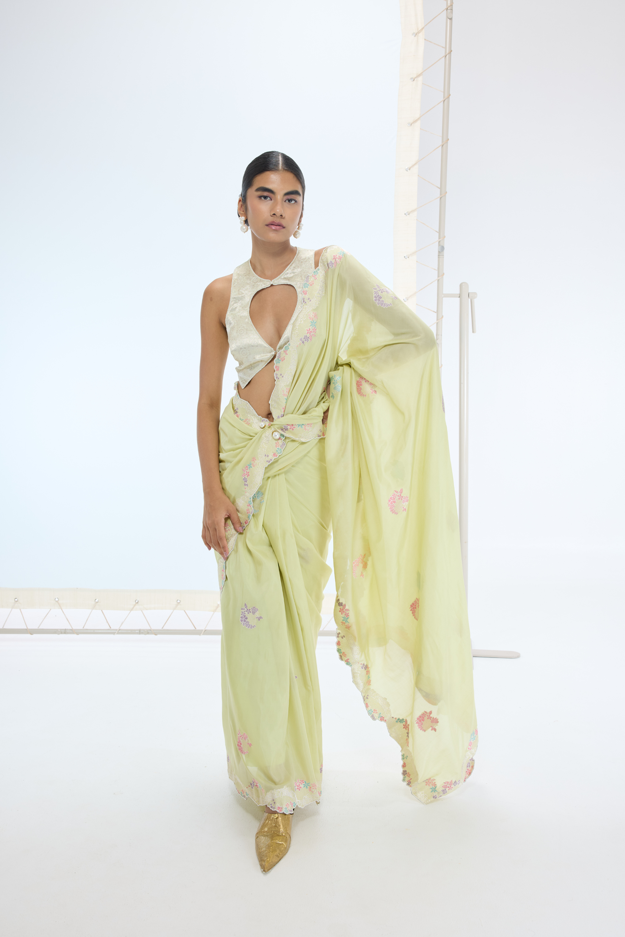 The June Saree In Pistachio