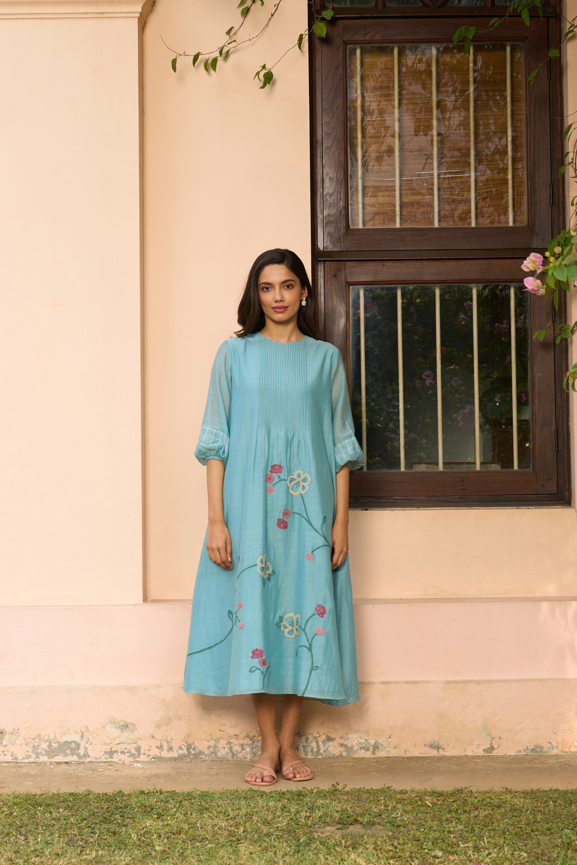 Powder Blue Applique Dress