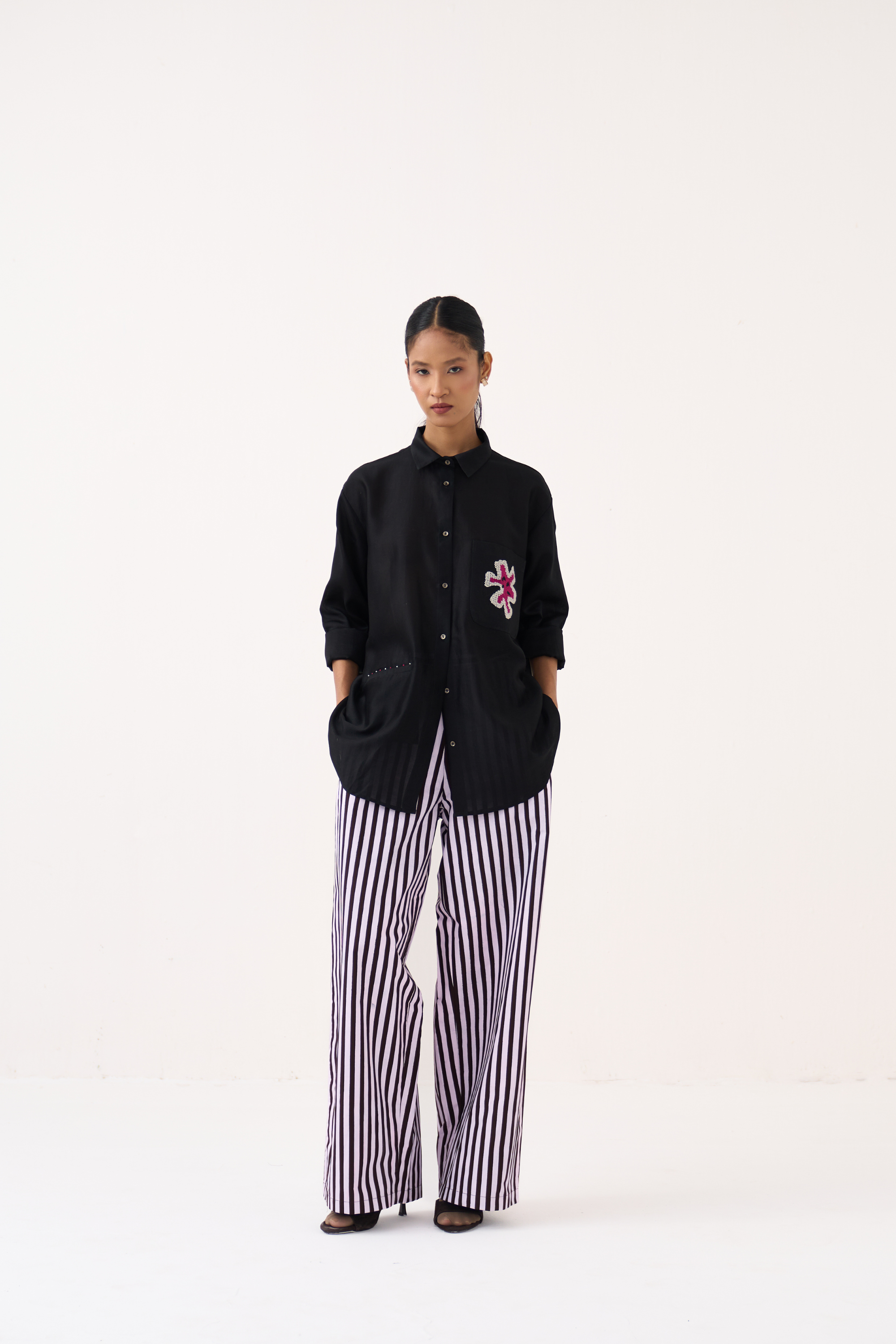 Emb. Patch Pocket Shirt Co-ord (set Of 2)