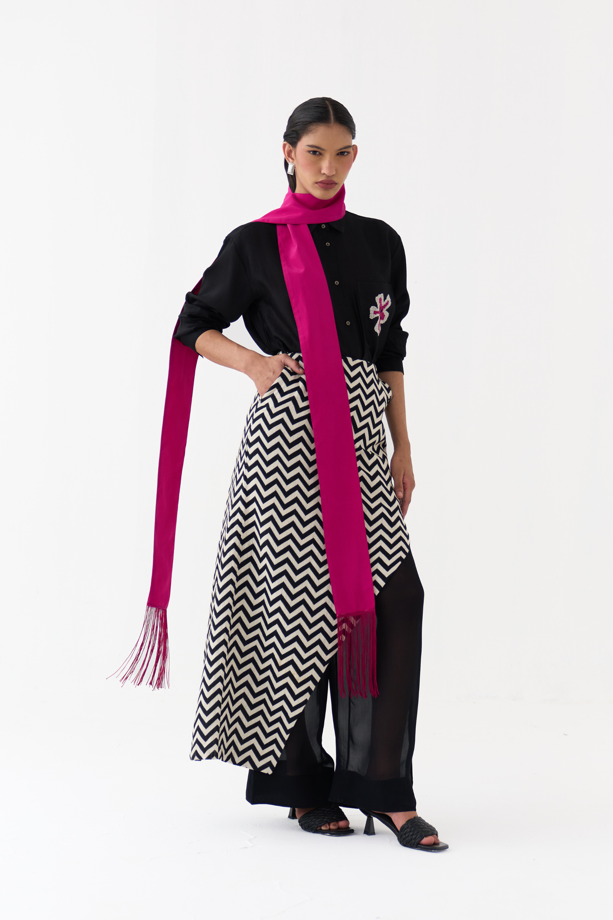 Asymmetric Skirtpant Co-ord (set Of 3)