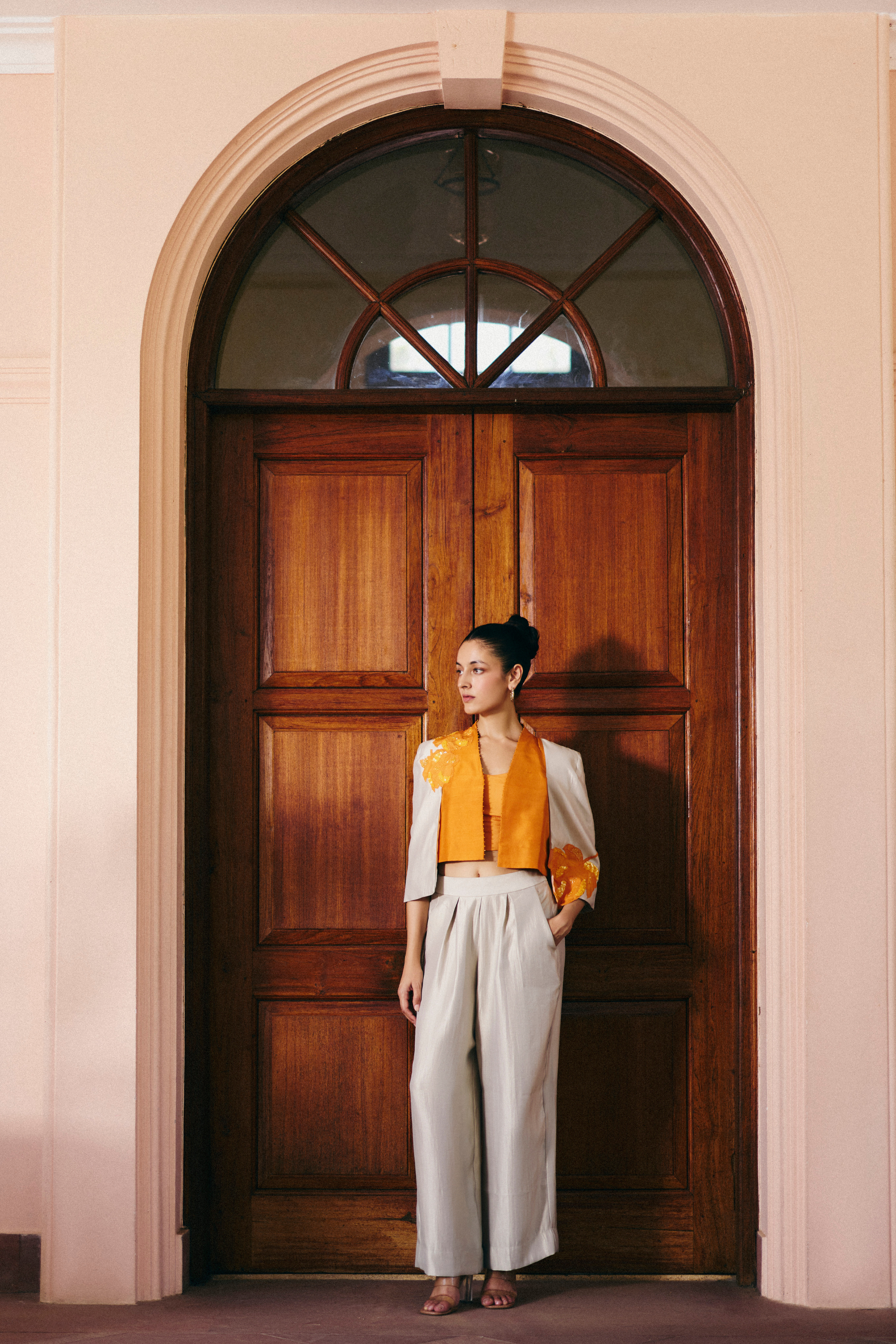Shimmer Colour Block Jacket Set