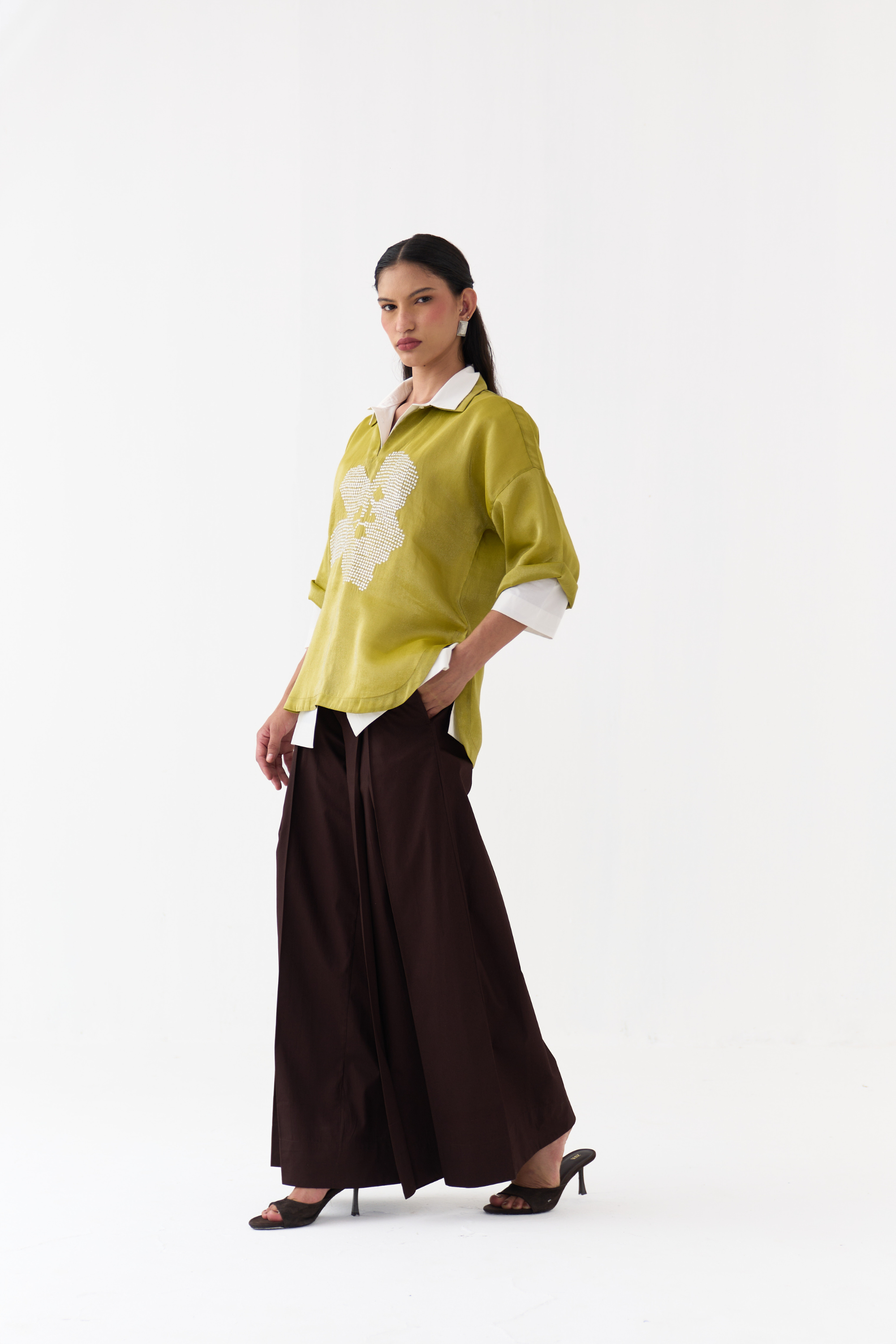 Emb. V Neck Top Co-ord (set Of 3)