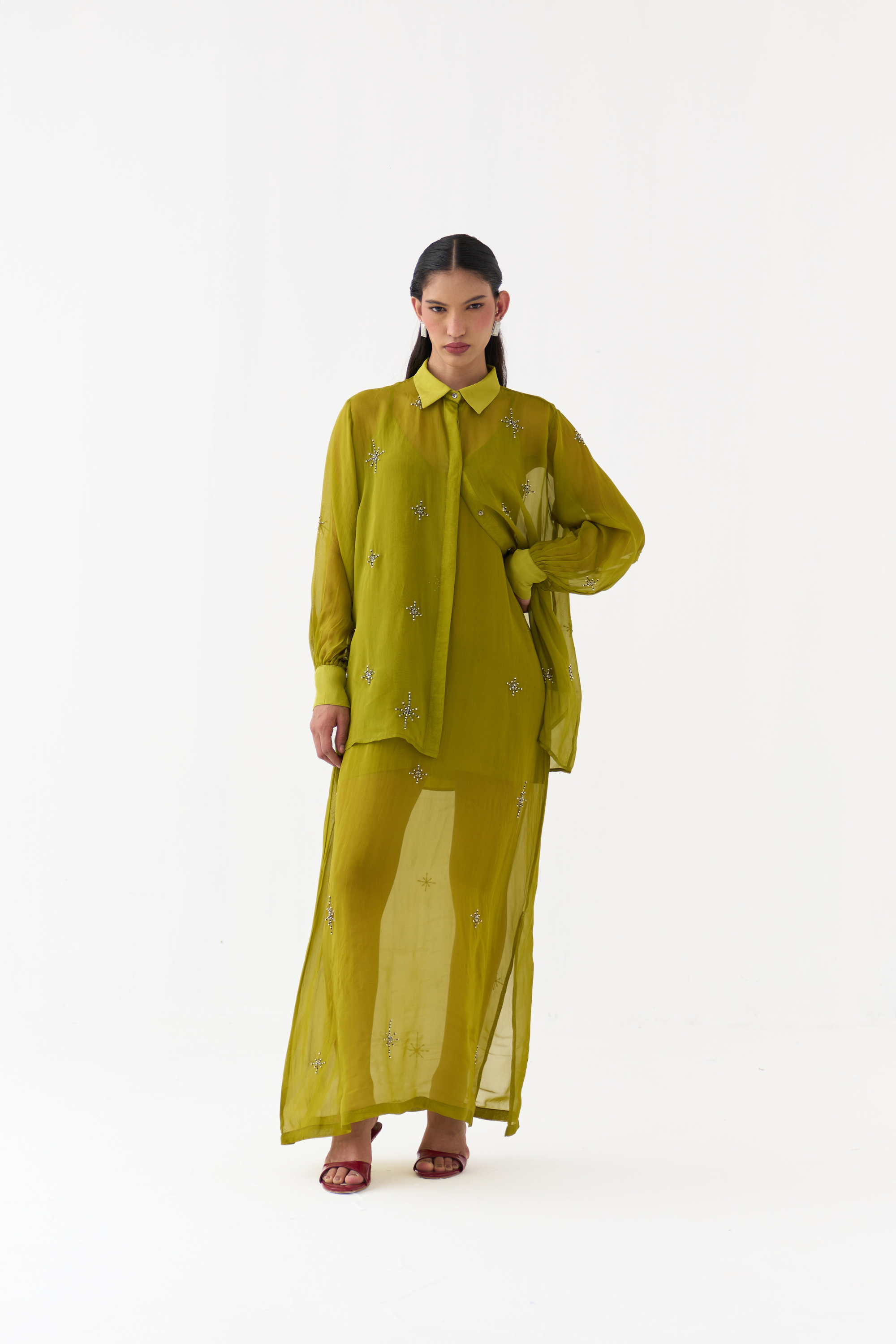 Hand Emb. Detail Shirt Co-ord (set Of 2)
