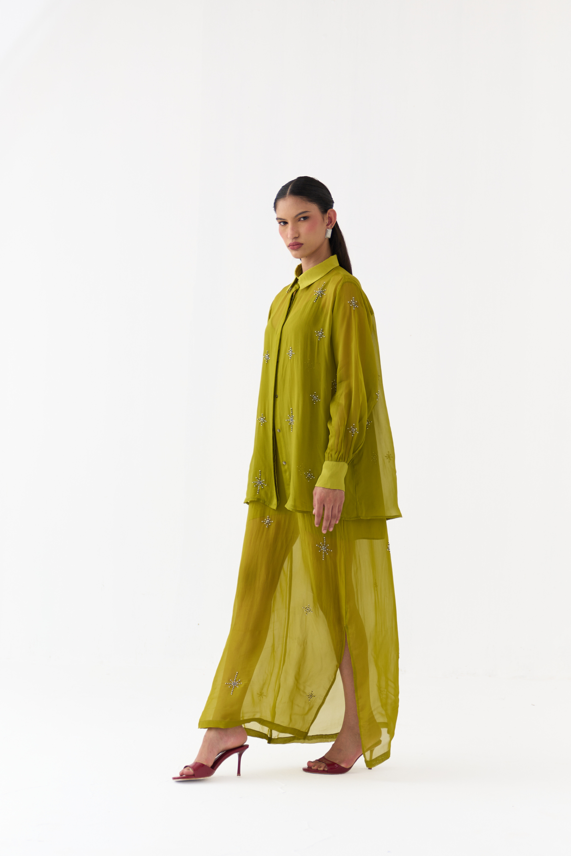 Hand Emb. Detail Shirt Co-ord (set Of 2)