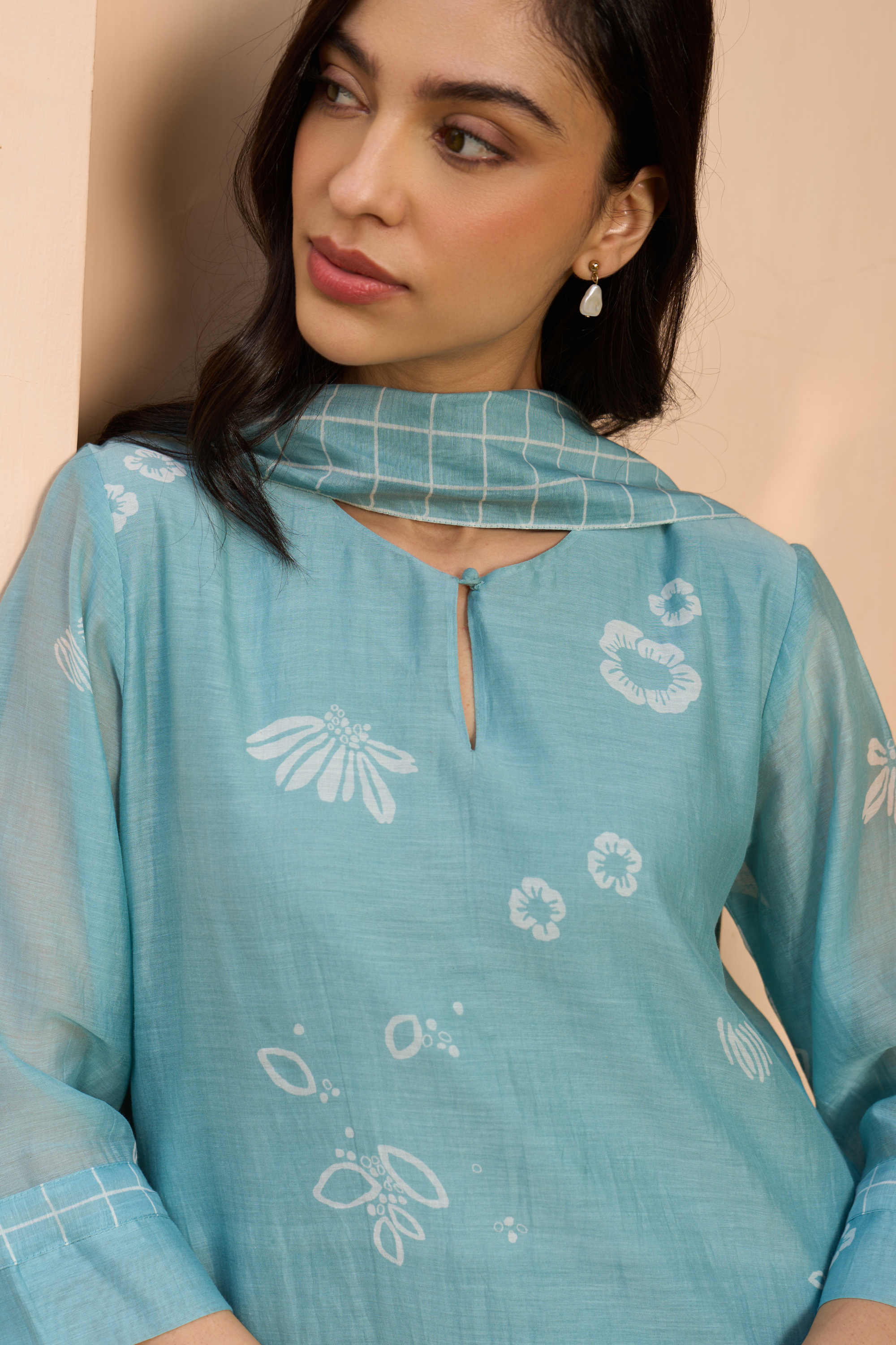 Powder Blue Embroidered Kurta Set