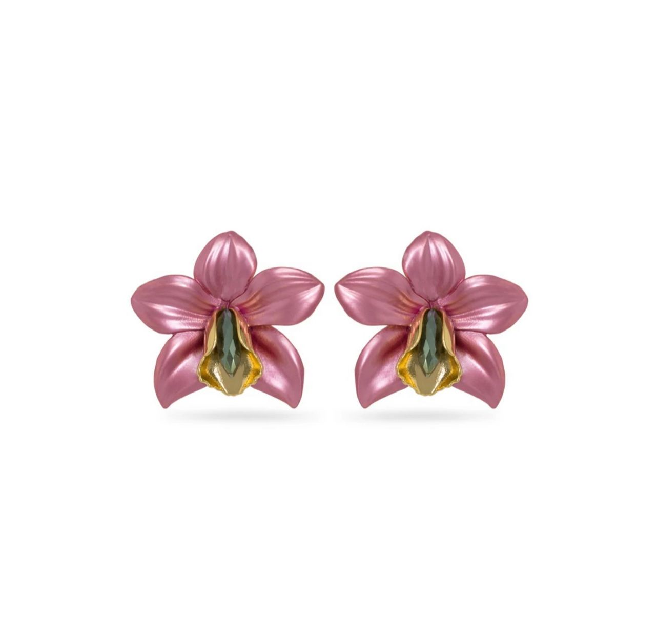 Valliyan Magenta Orchid Earrings Pink