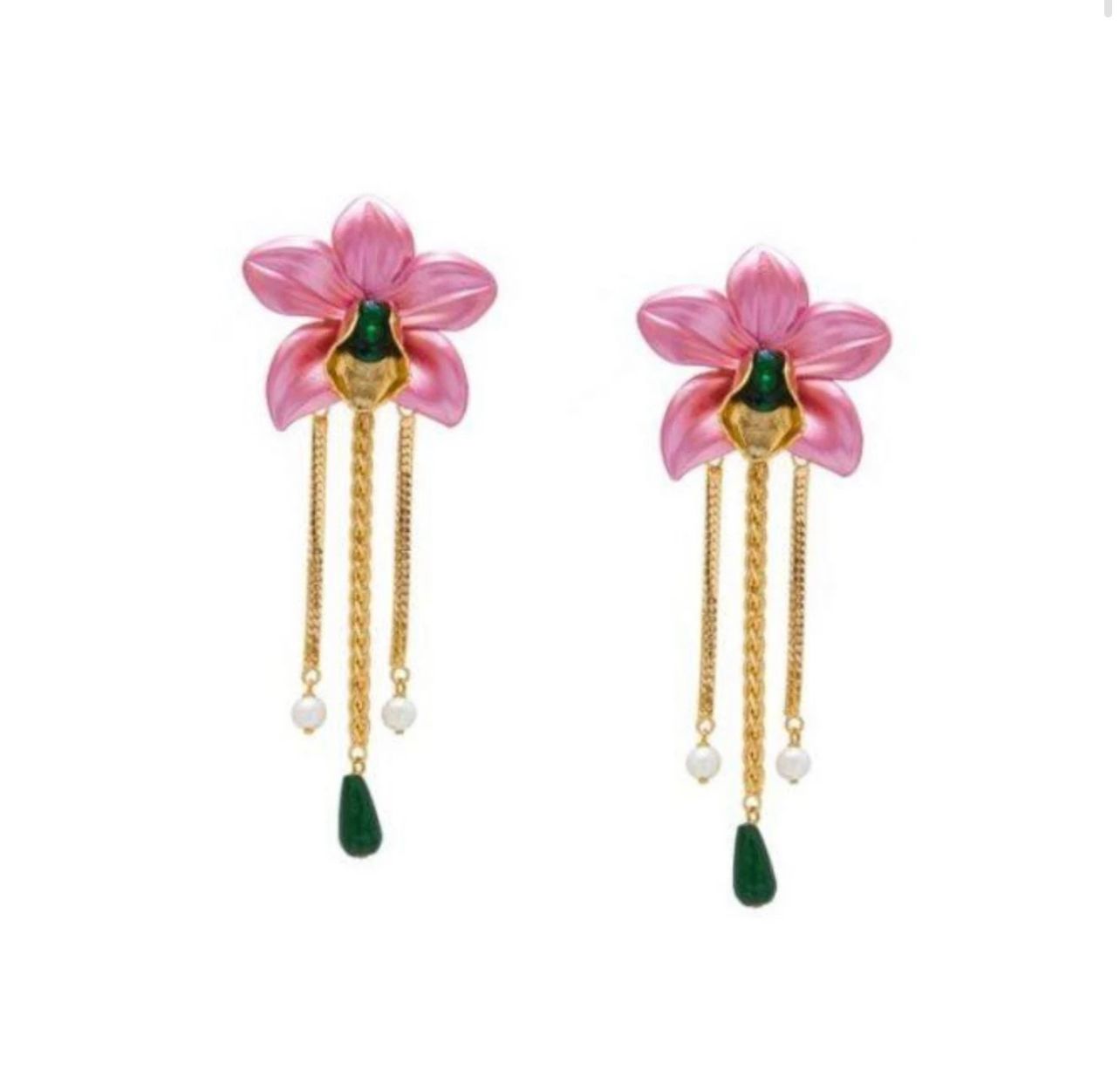 Valliyan Dangling Orchid Earring Pink