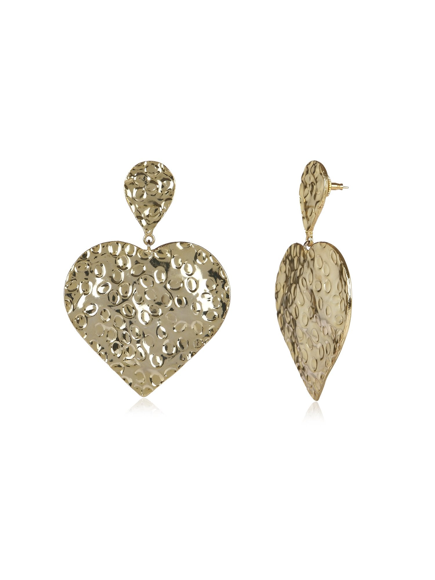 Valliyan Beaten Heart Gold Earring