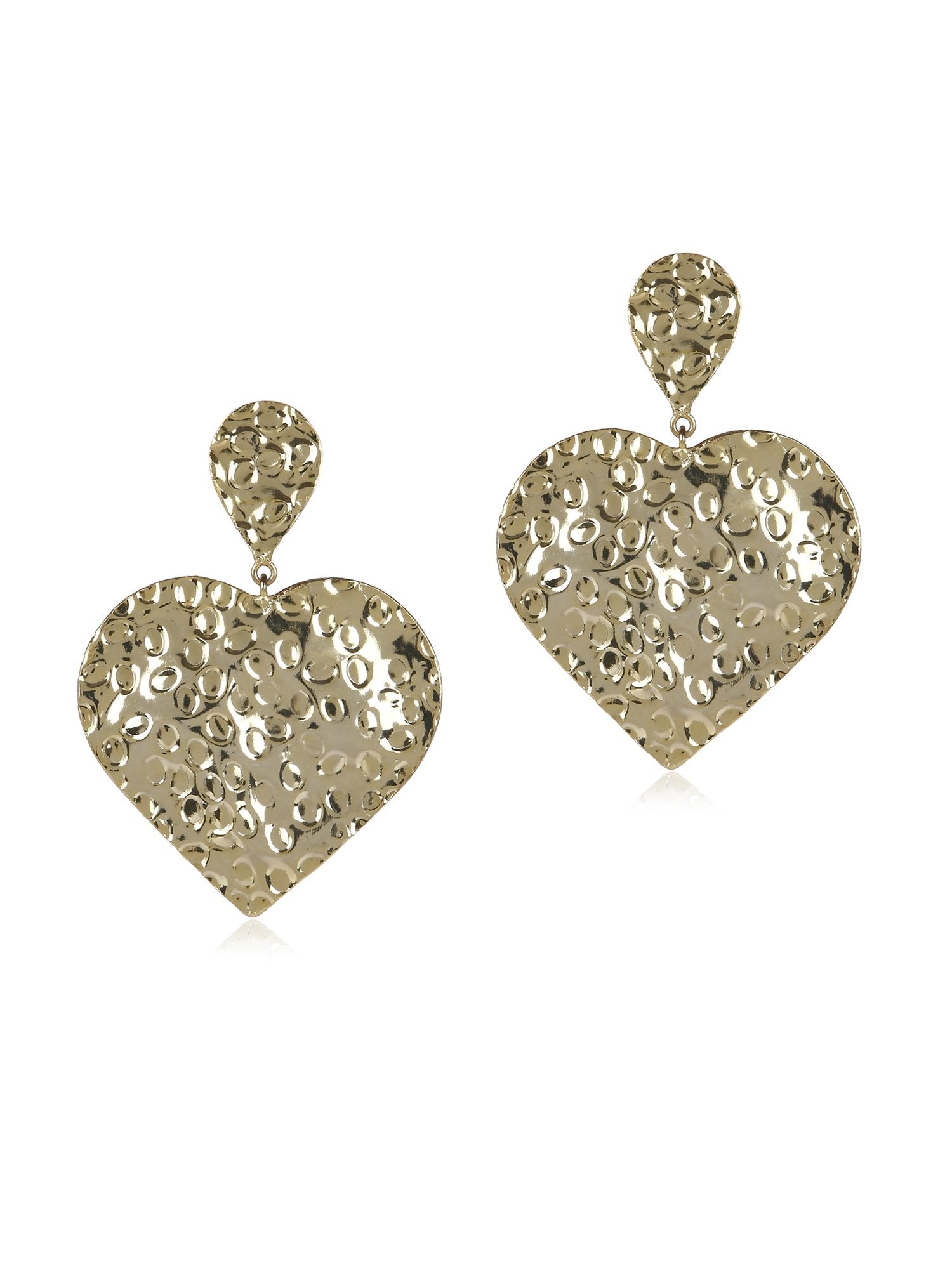 Valliyan Beaten Heart Gold Earring