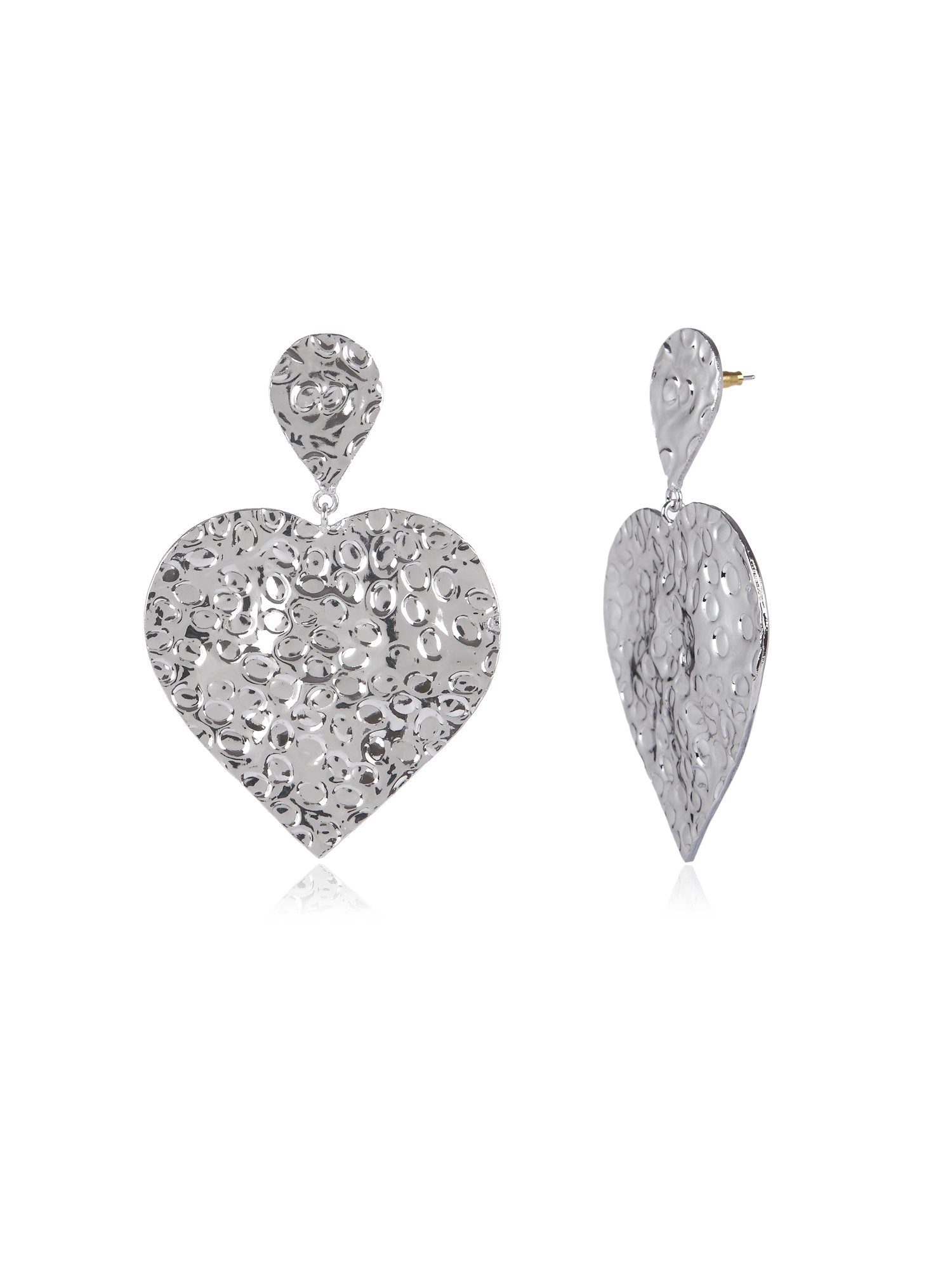 Valliyan Beaten Heart Silver Earring