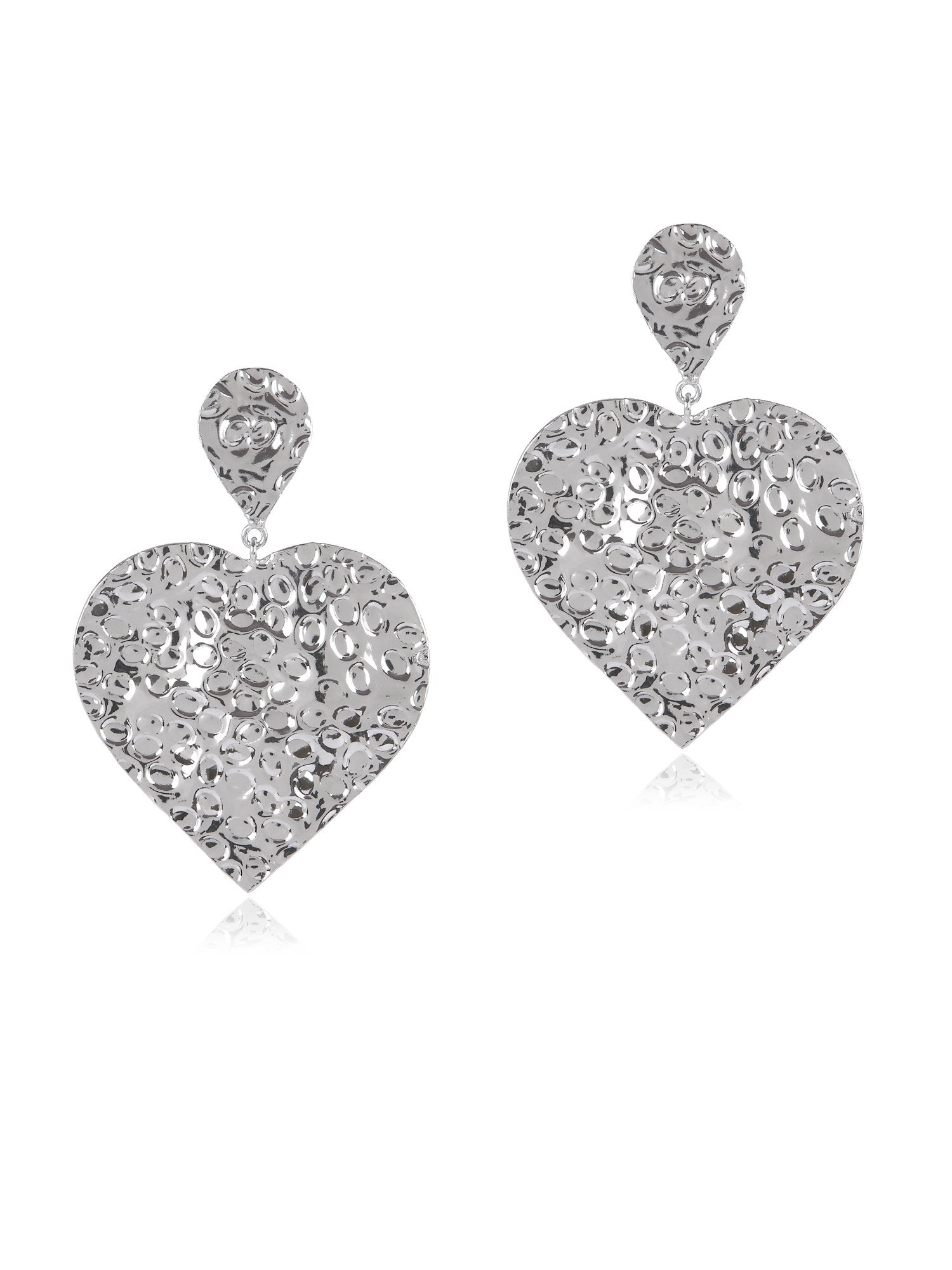 Valliyan Beaten Heart Silver Earring