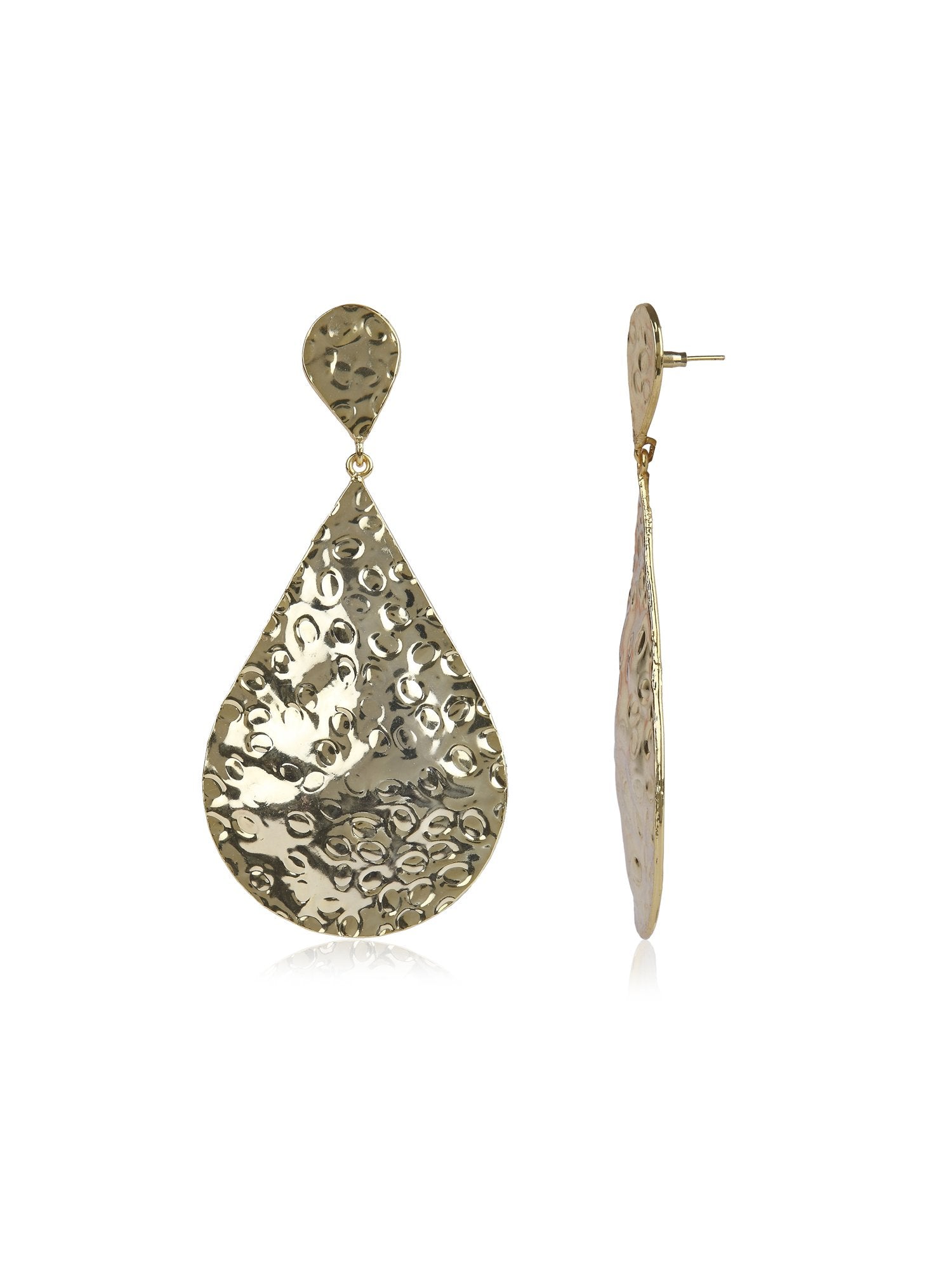 Valliyan Beaten Teardrop Gold Earring