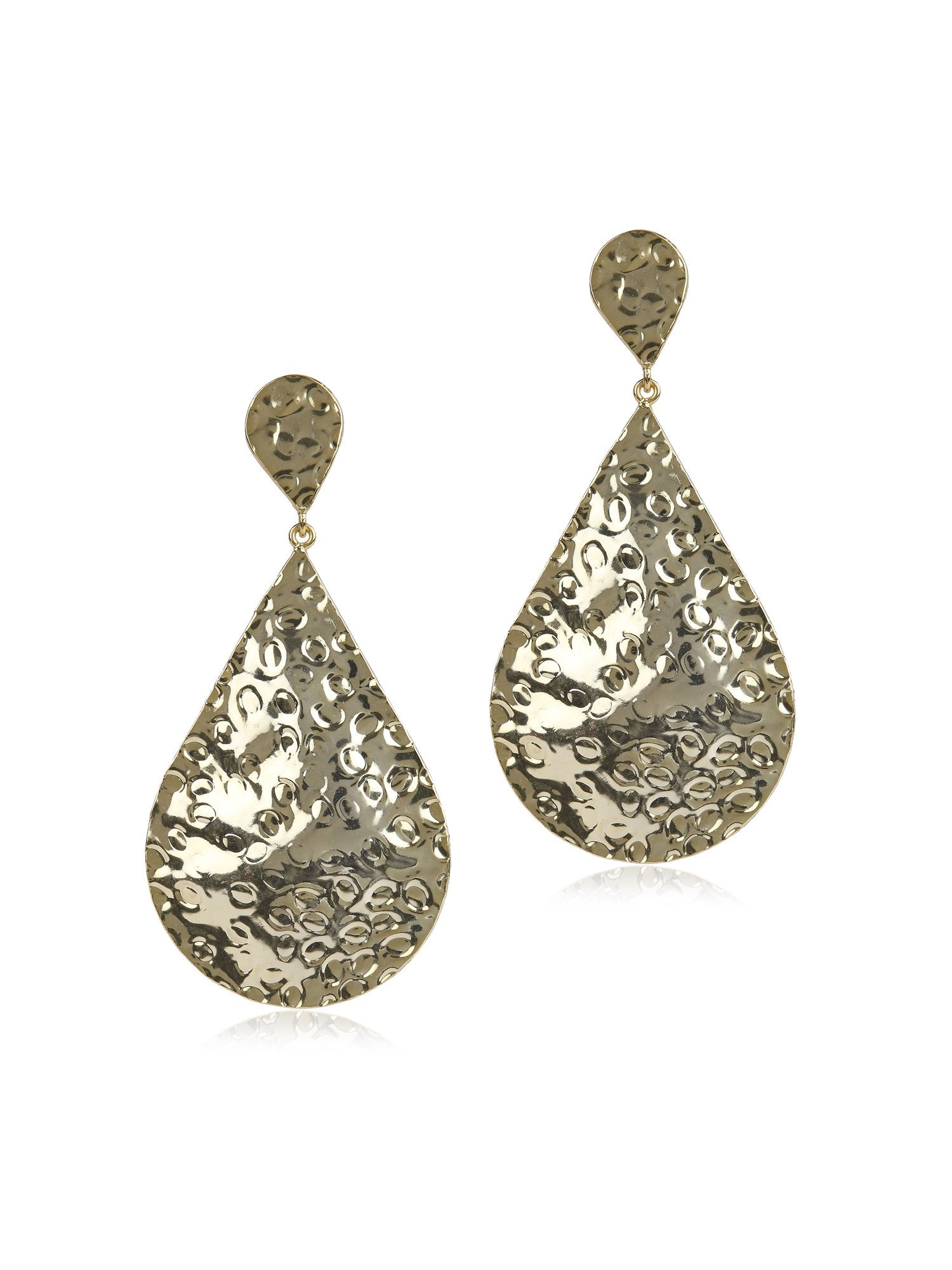 Valliyan Beaten Teardrop Gold Earring