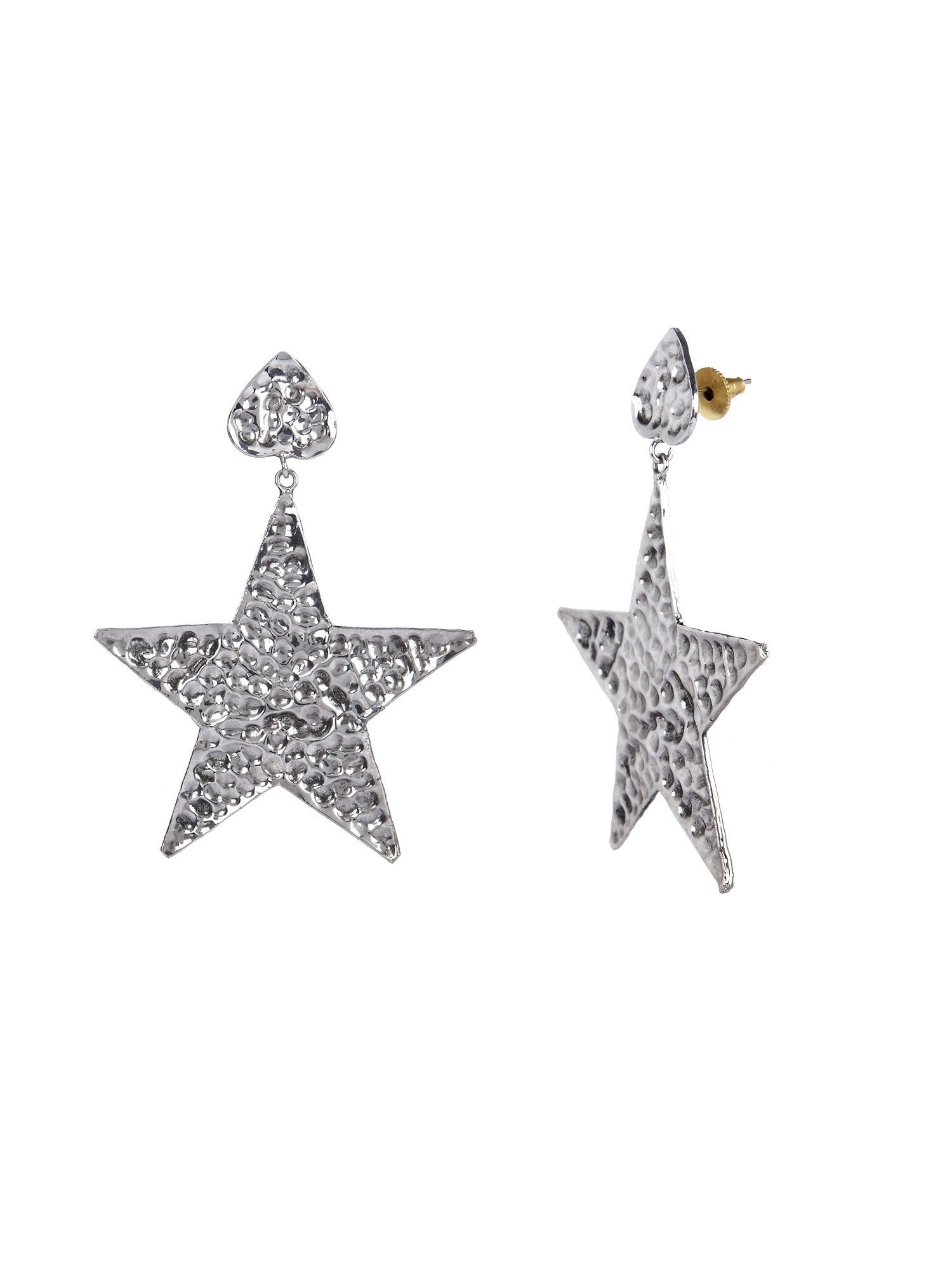 Valliyan Beaten Star Silver Earring