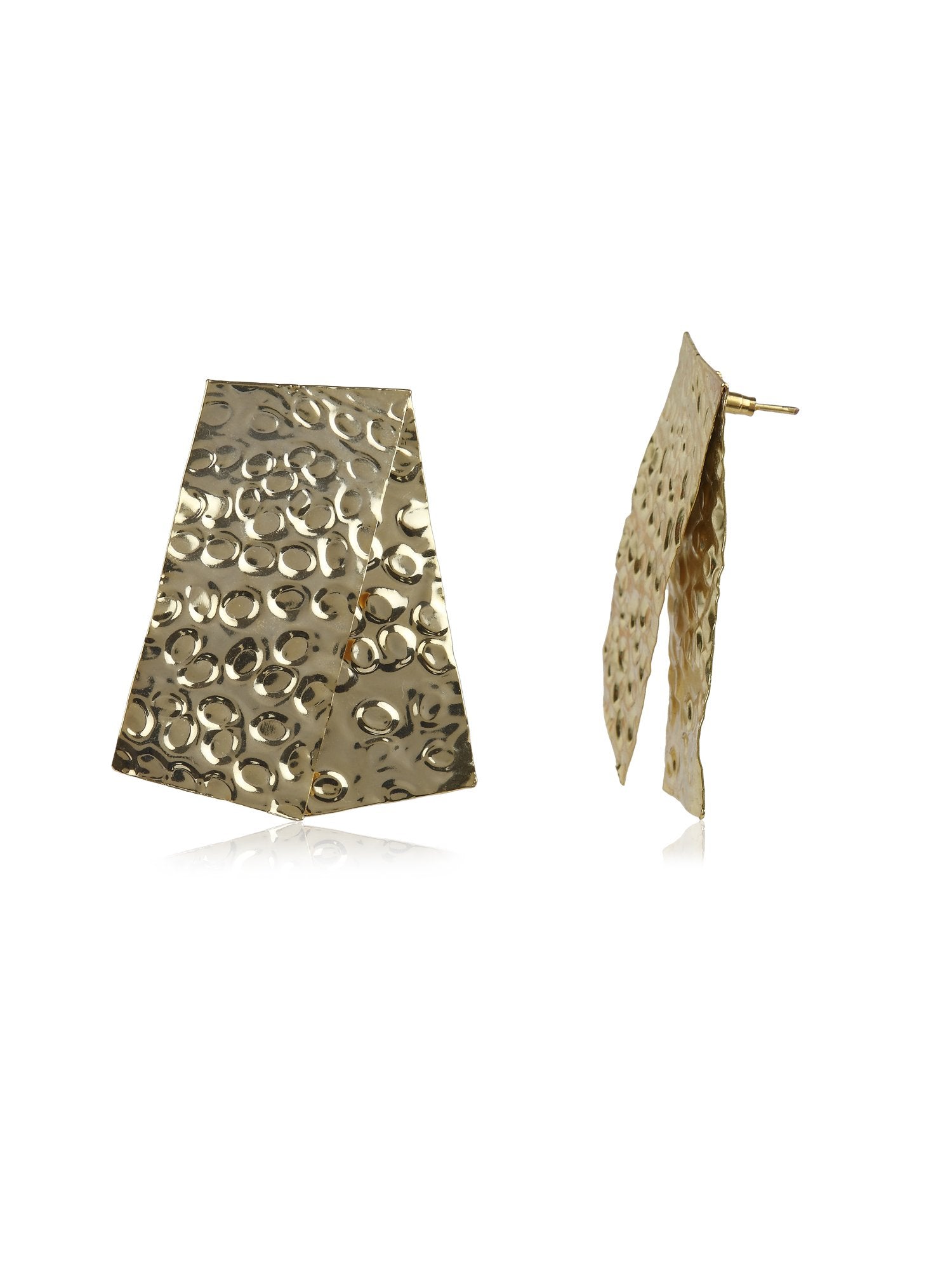 Valliyan Beaten Rectangle Gold Earring