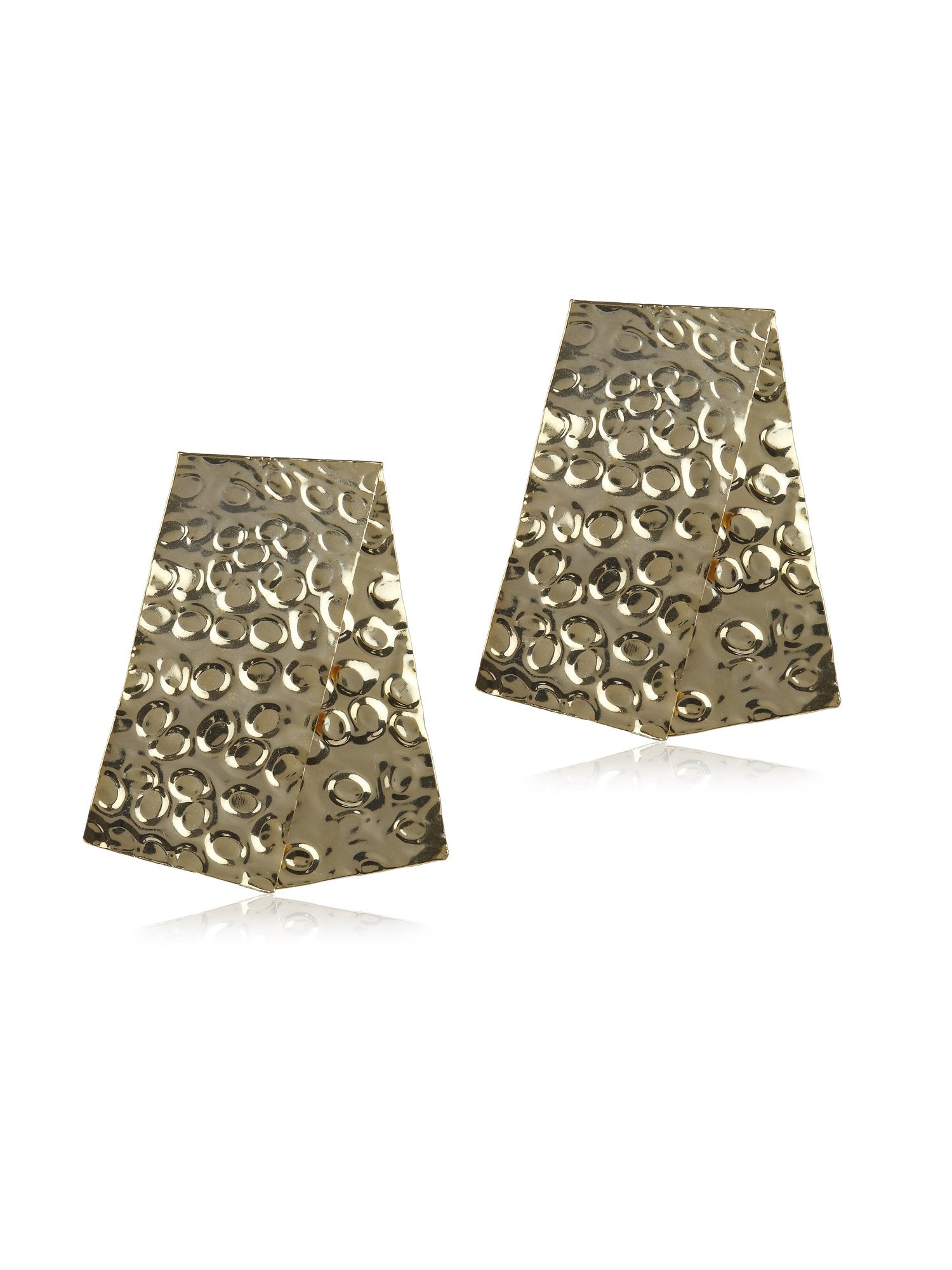 Valliyan Beaten Rectangle Gold Earring