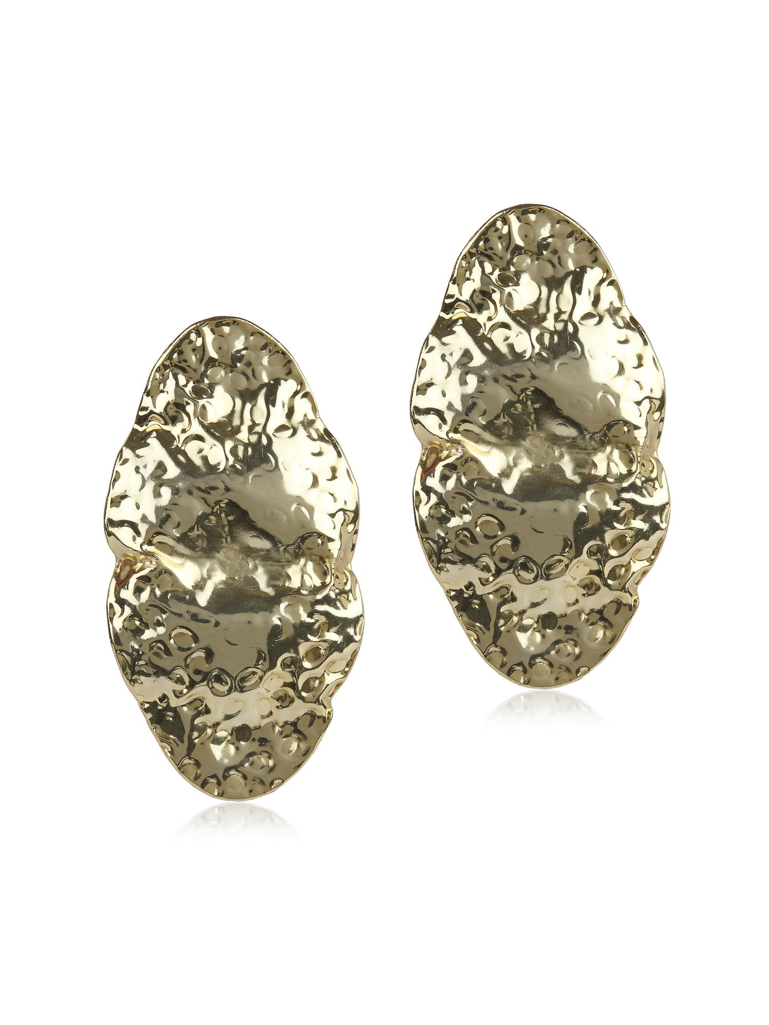 Valliyan Beaten Oval Gold Earring