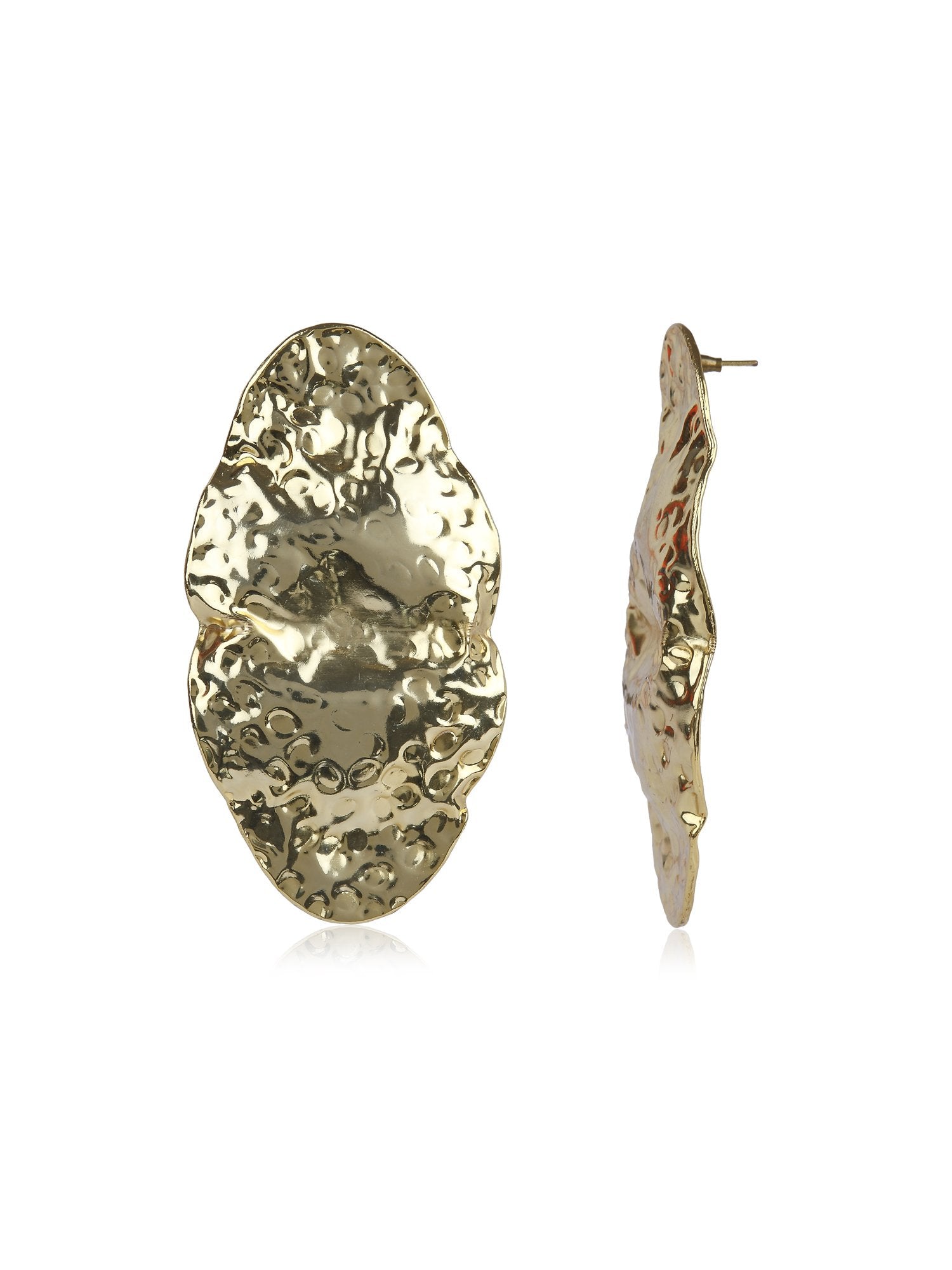 Valliyan Beaten Oval Gold Earring