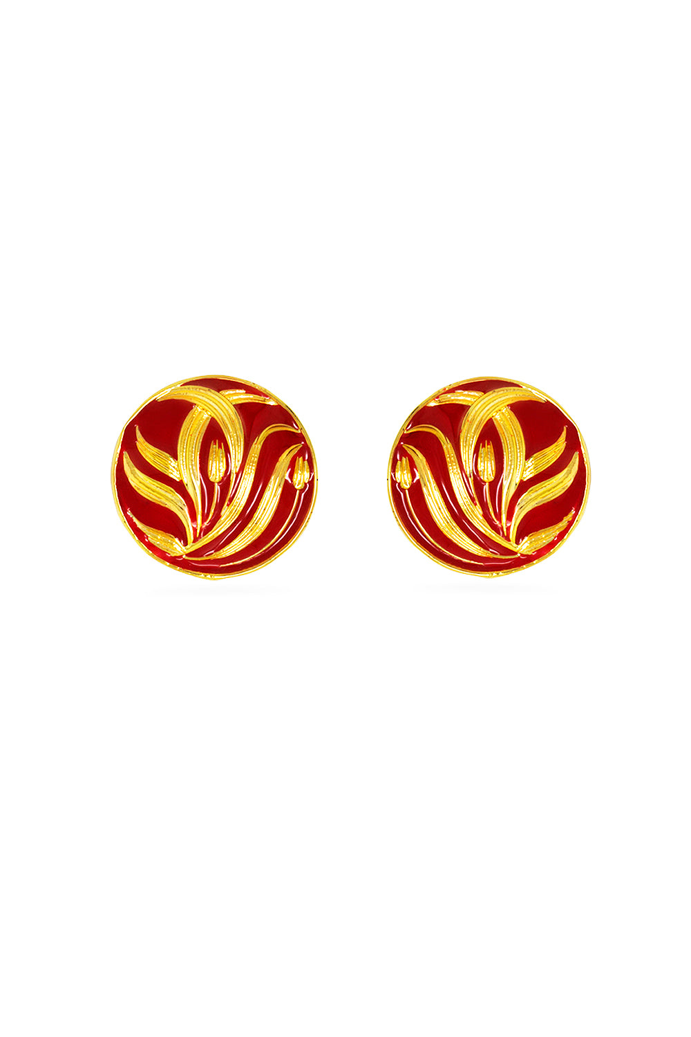 Valliyan Red Allure Round Studs