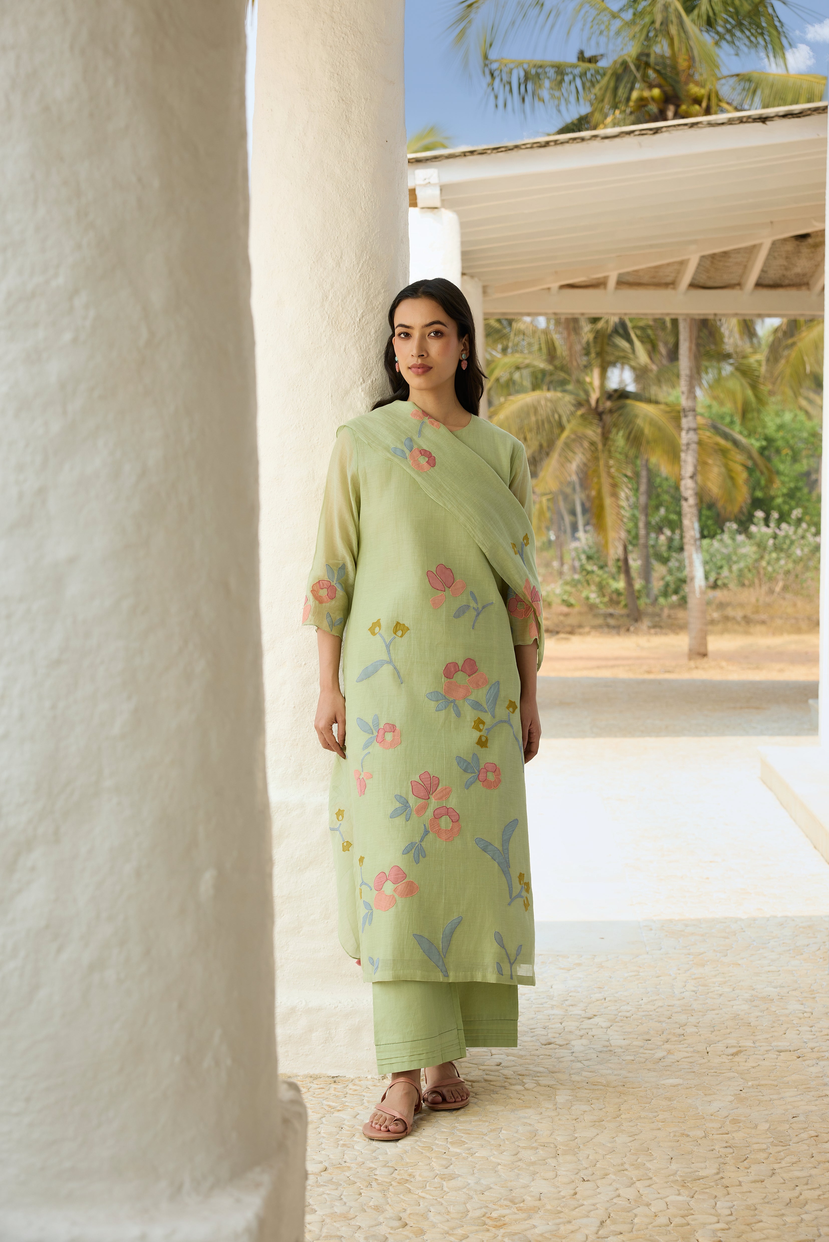 Lime Applique Kurta Set