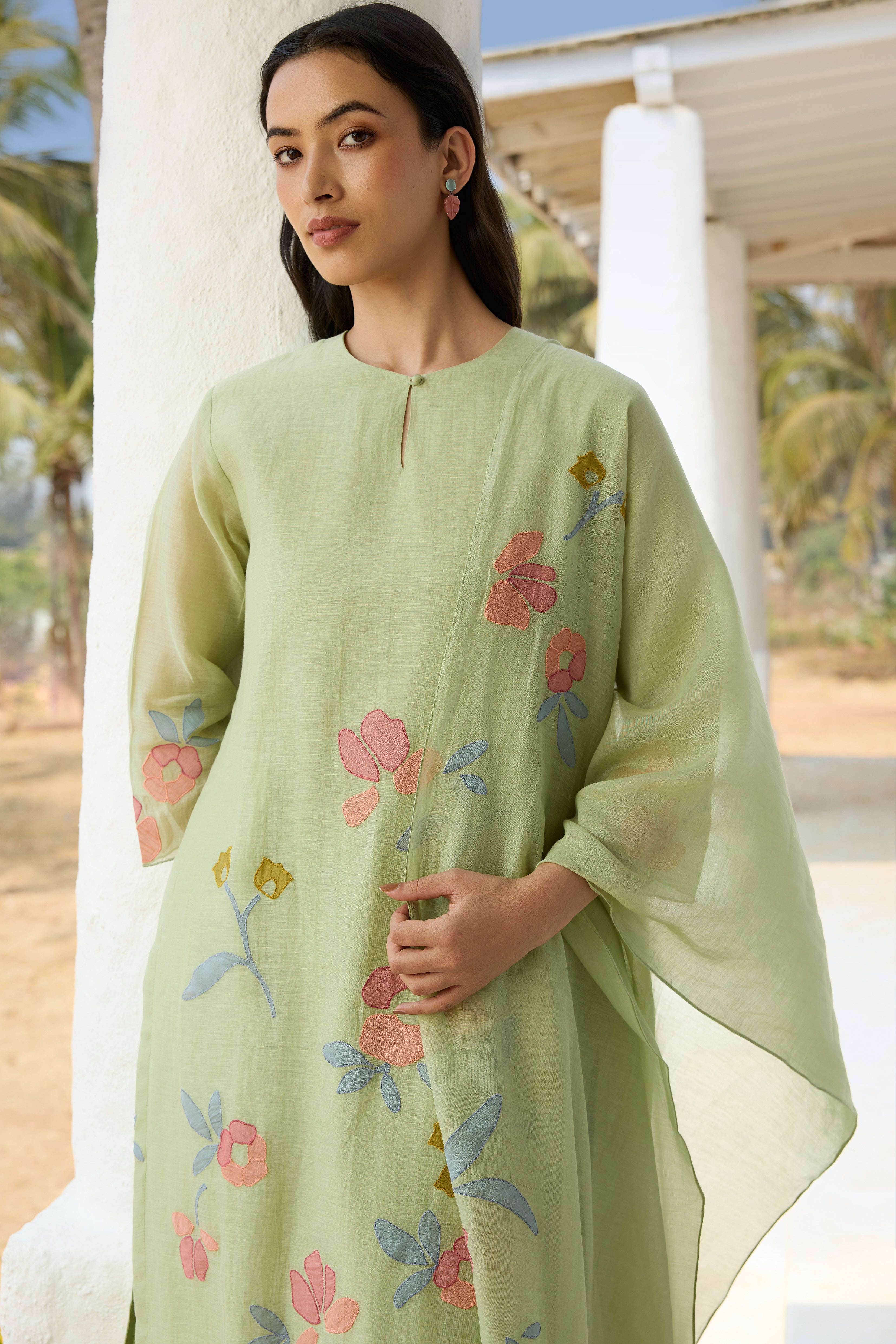 Lime Applique Kurta Set