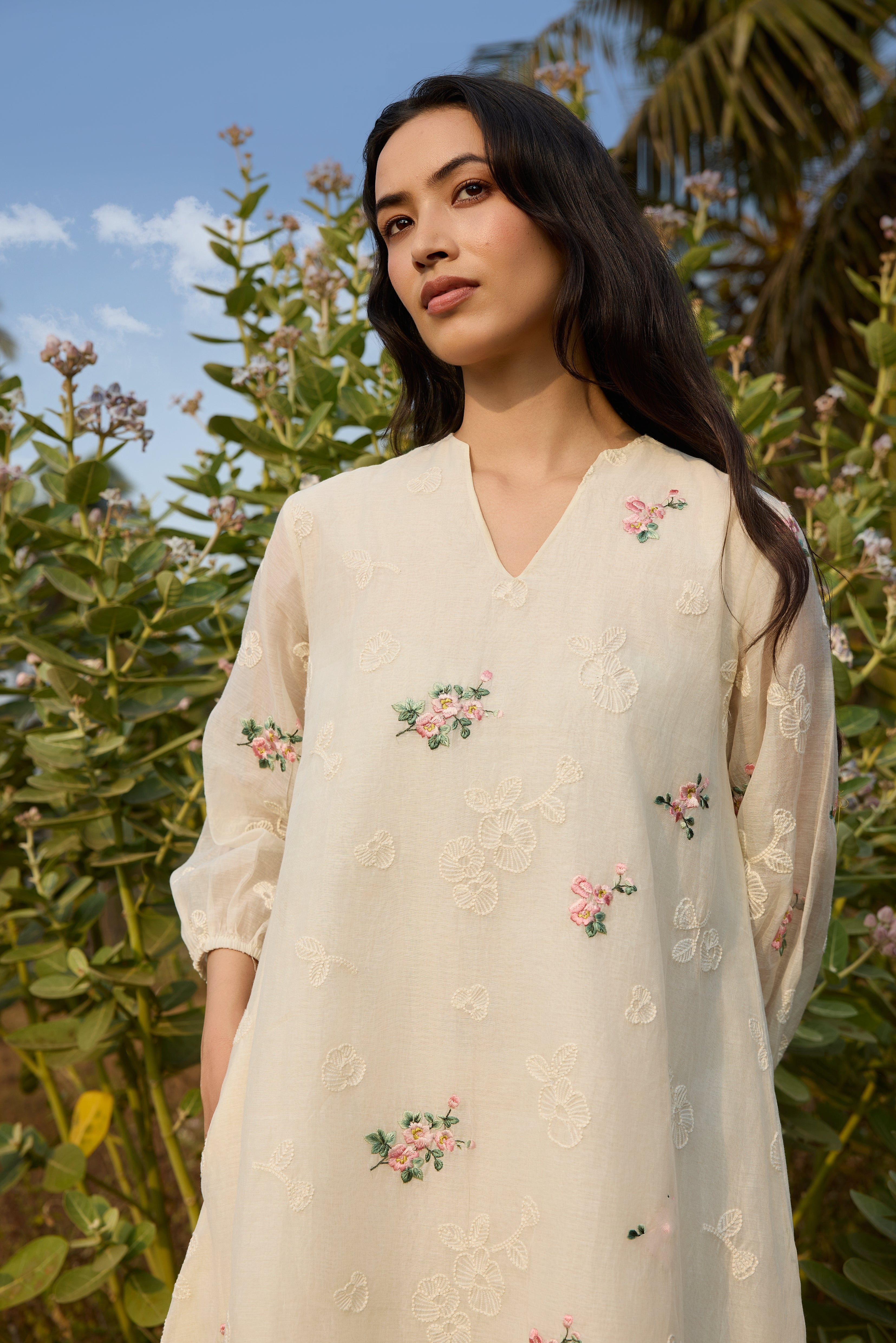 Ivory Thread Embroidered Dress