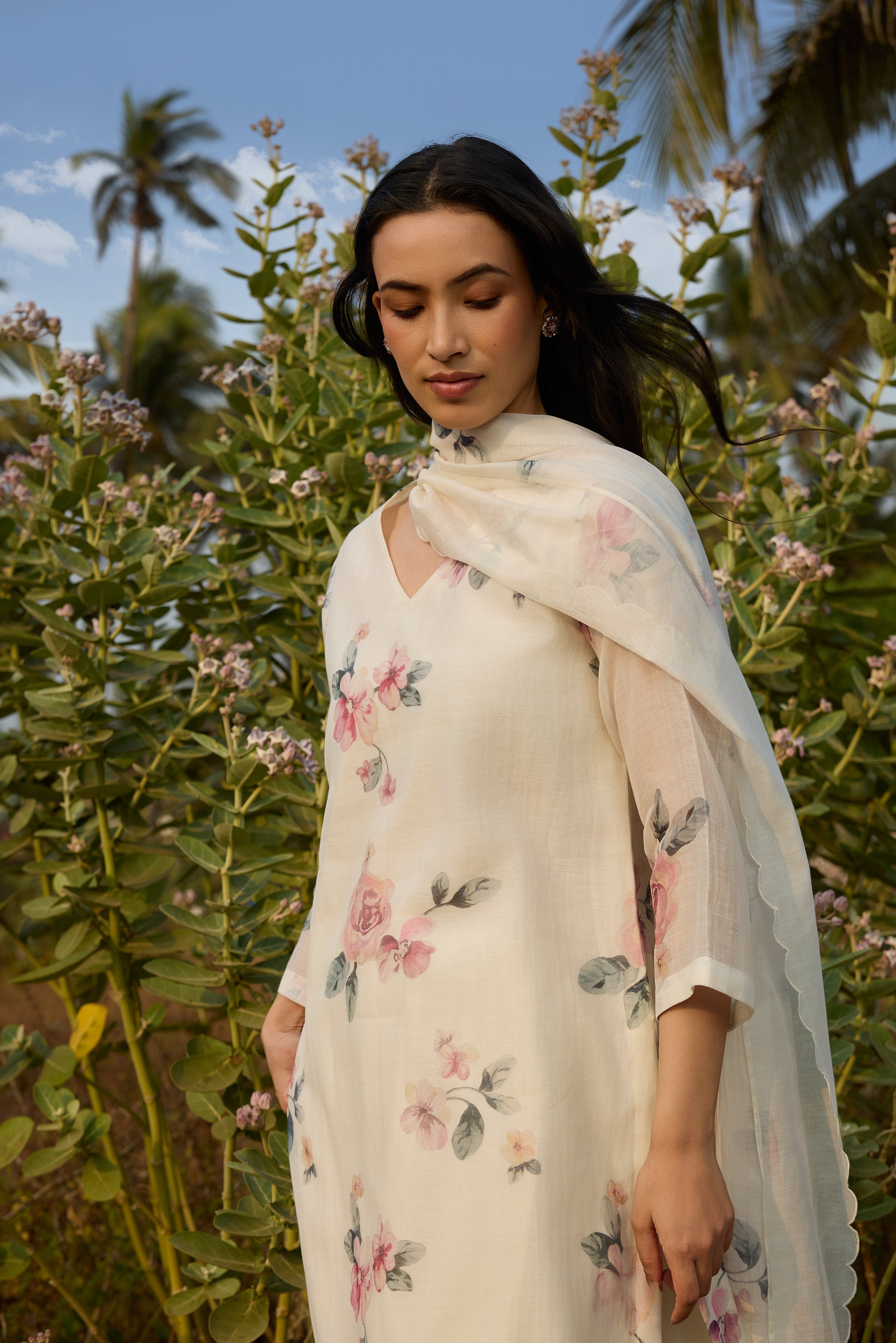 Ivory Floral Kurta Set