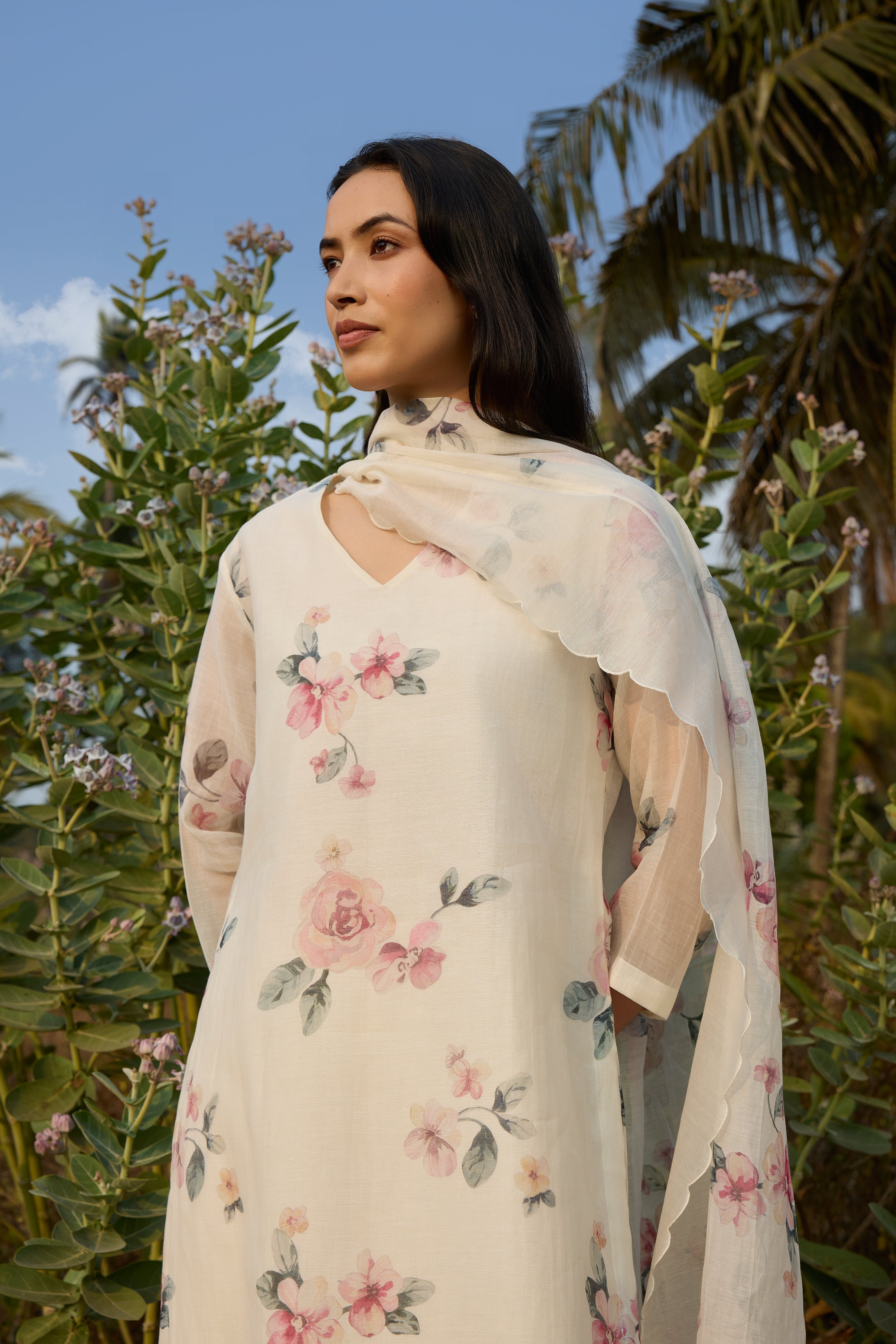 Ivory Floral Kurta Set
