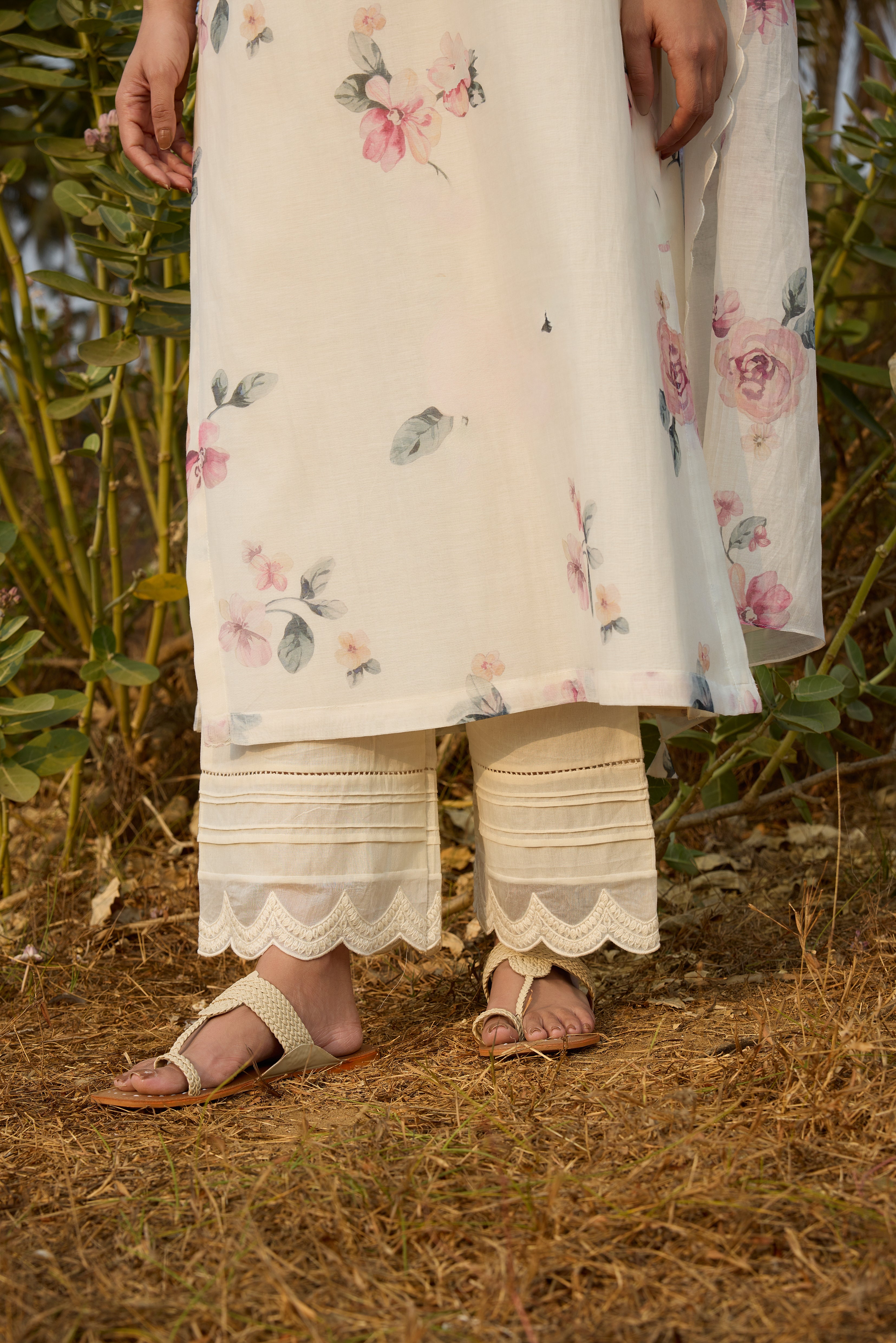 Ivory Floral Kurta Set