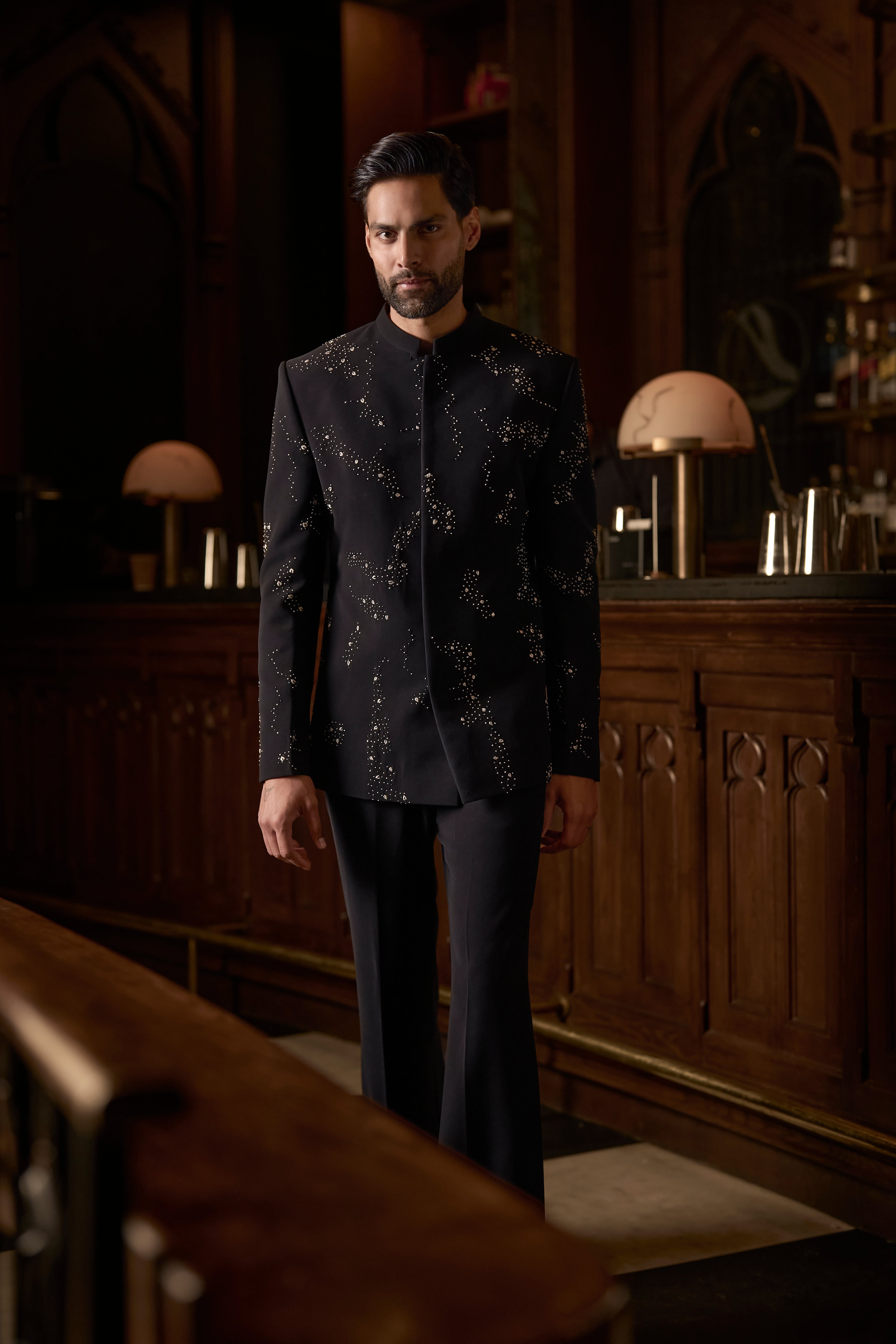 Eclat Noir Bandhgala Set