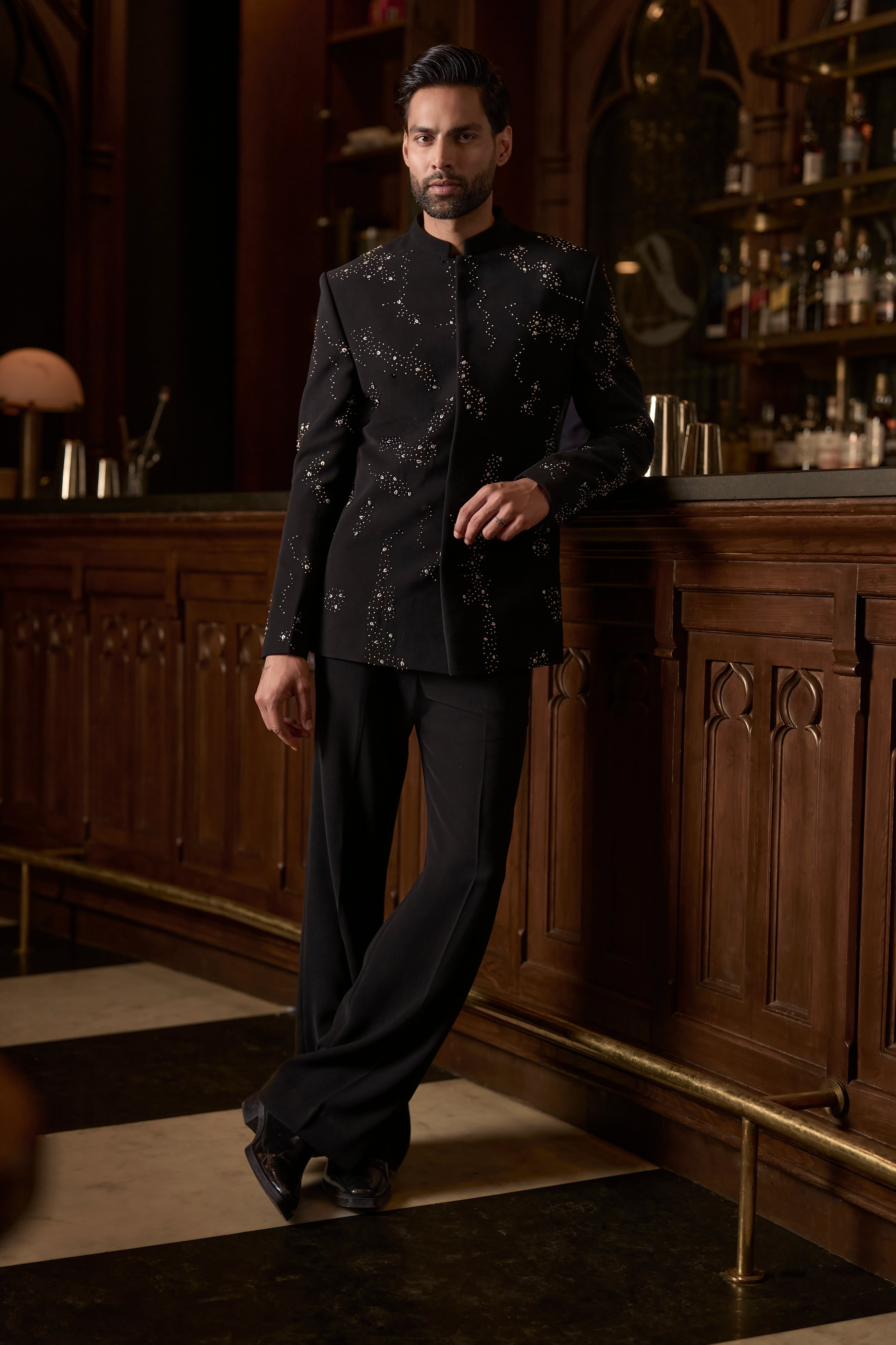 Eclat Noir Bandhgala Set