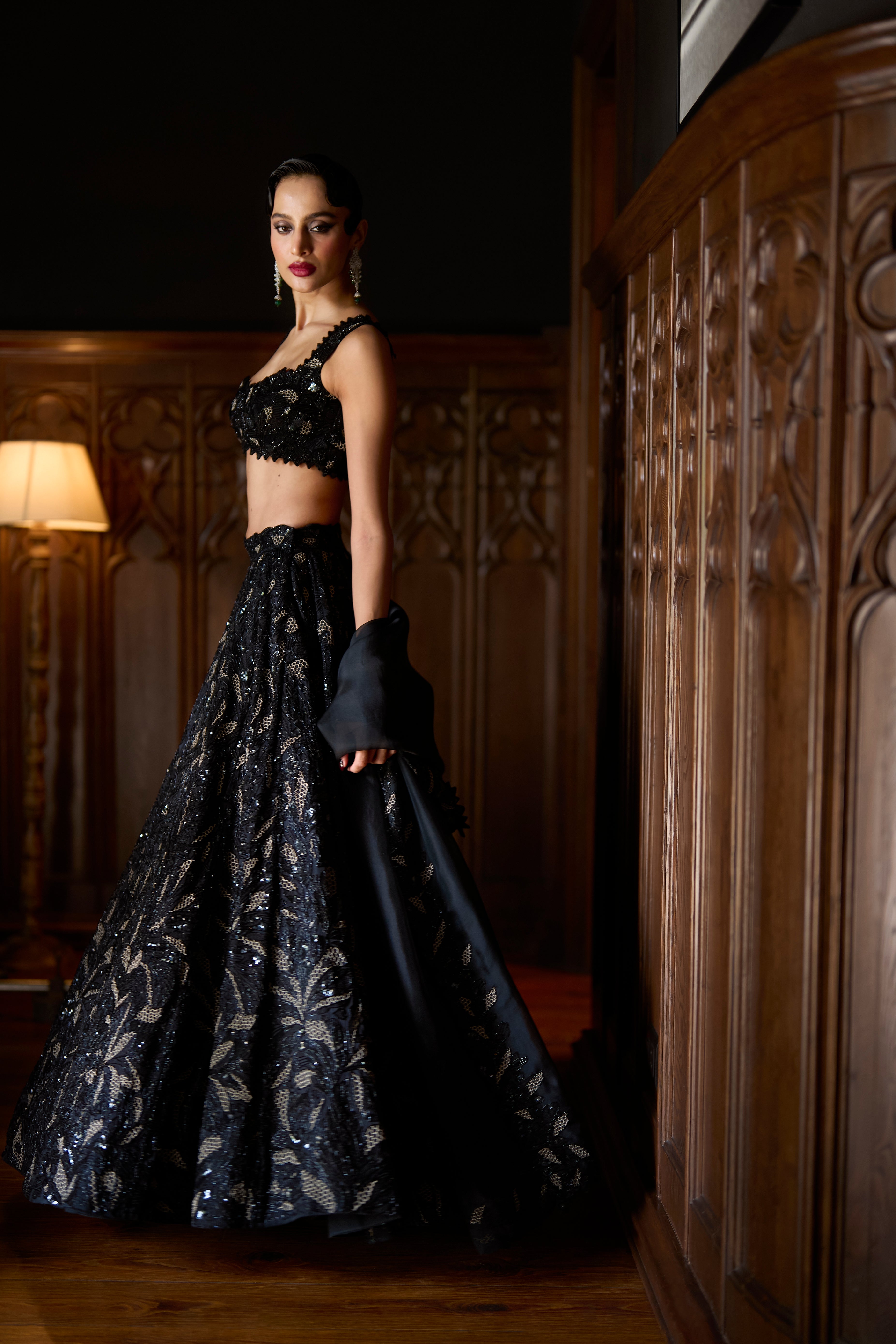 Noir Jardin Lehenga Set