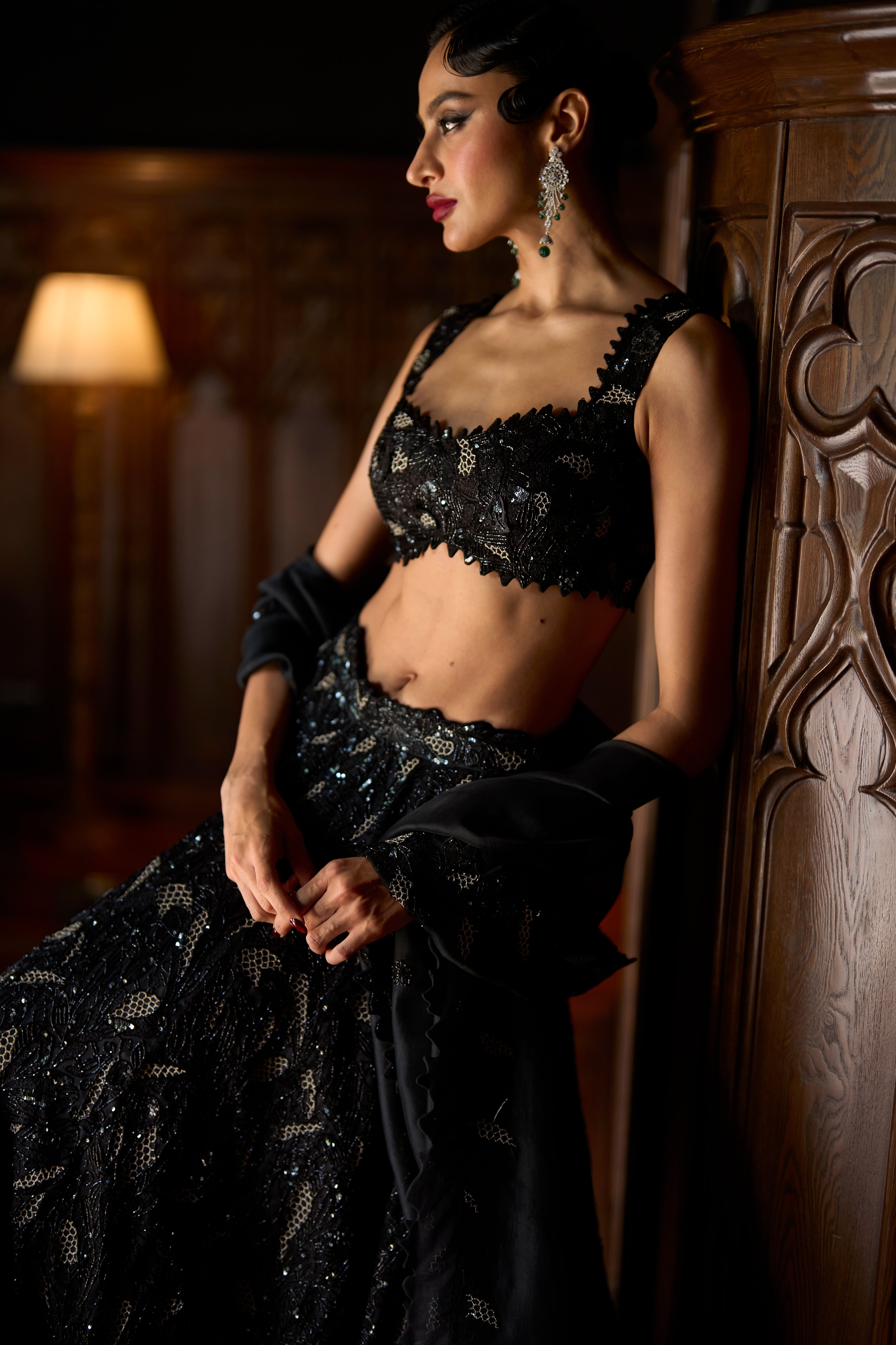 Noir Jardin Lehenga Set
