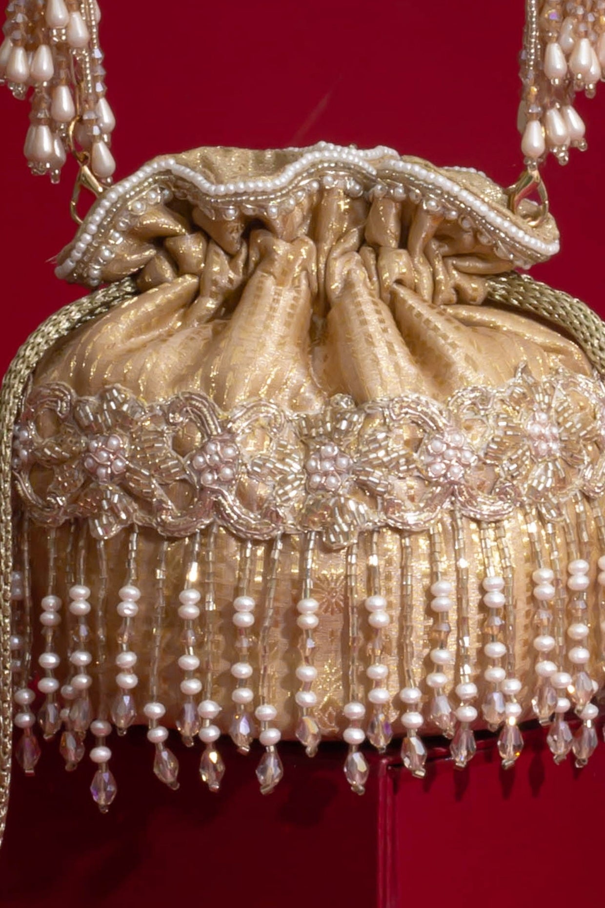 Vivaah Embellished Mini Potli - Beige