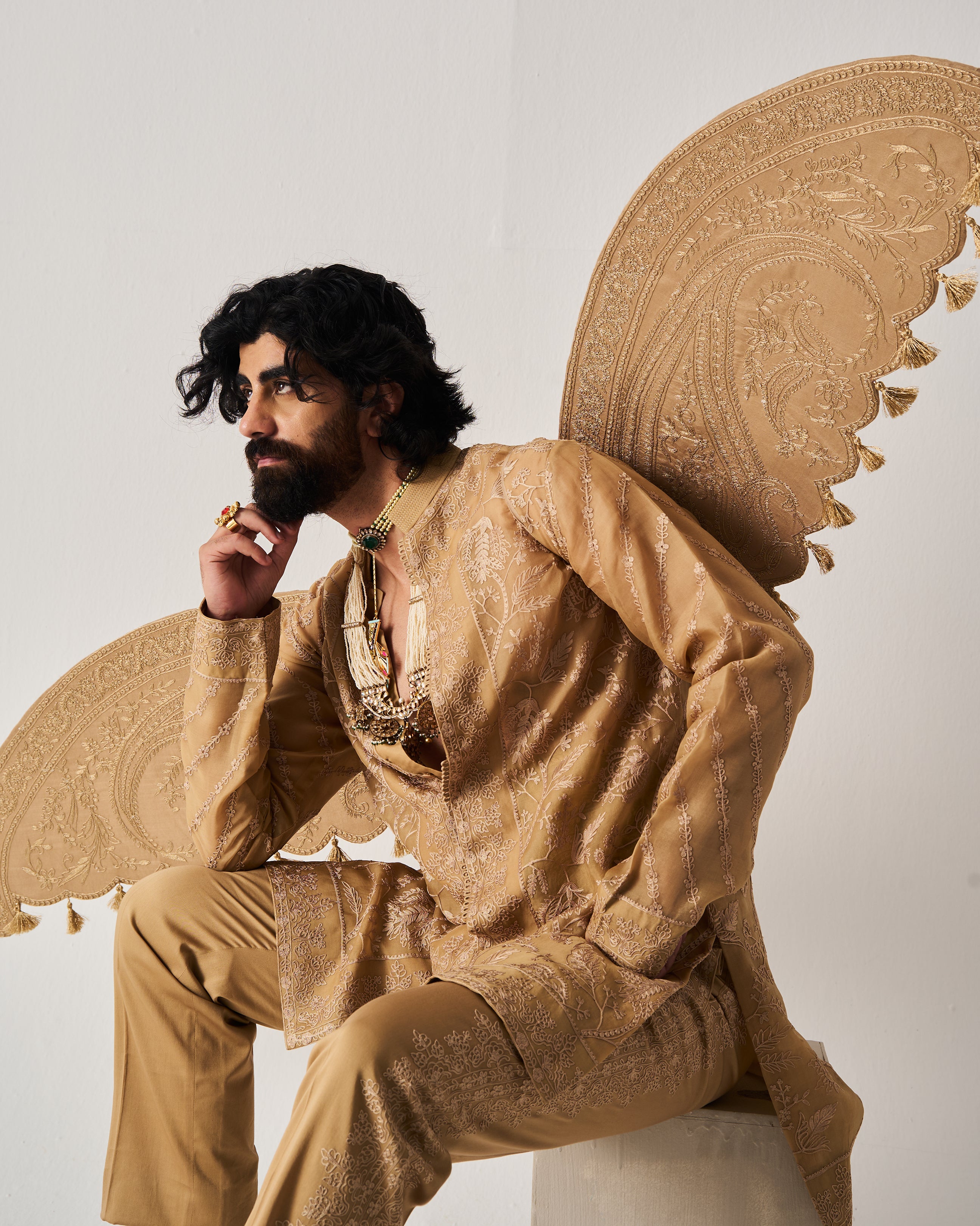 Whispering Vines Front Open Kurta With Pants