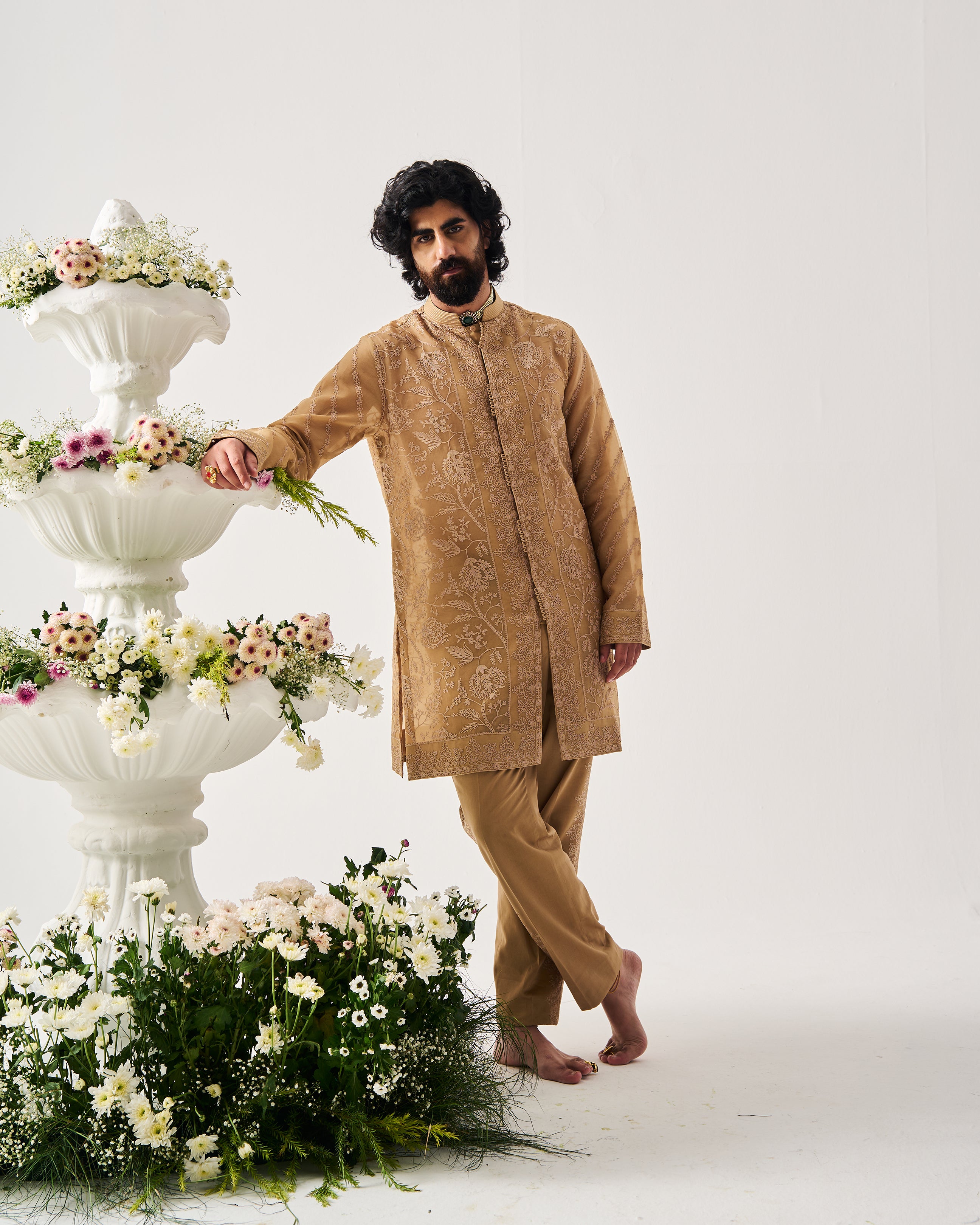 Whispering Vines Front Open Kurta With Pants