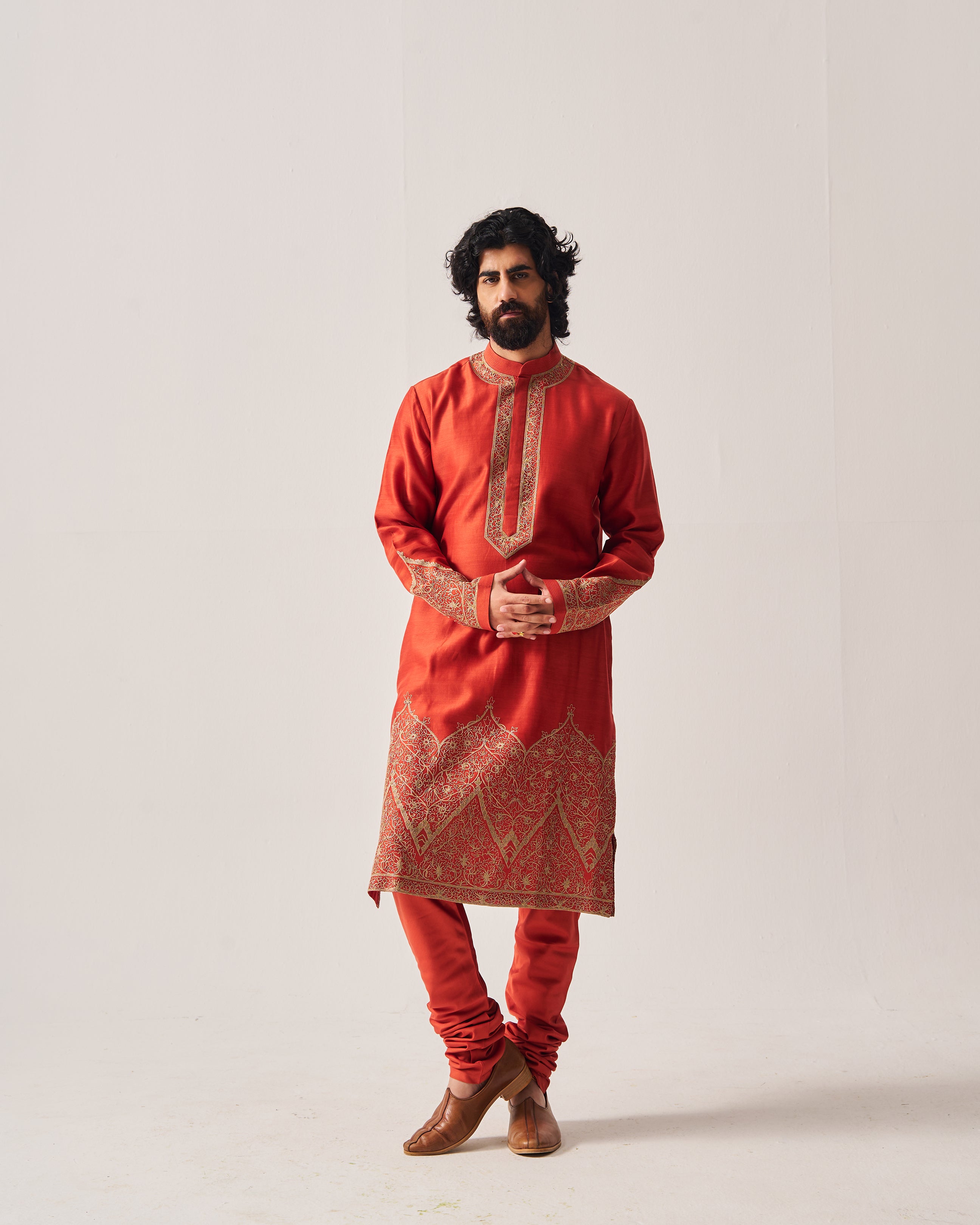 Floral Dome Kurta With Churidar Pants