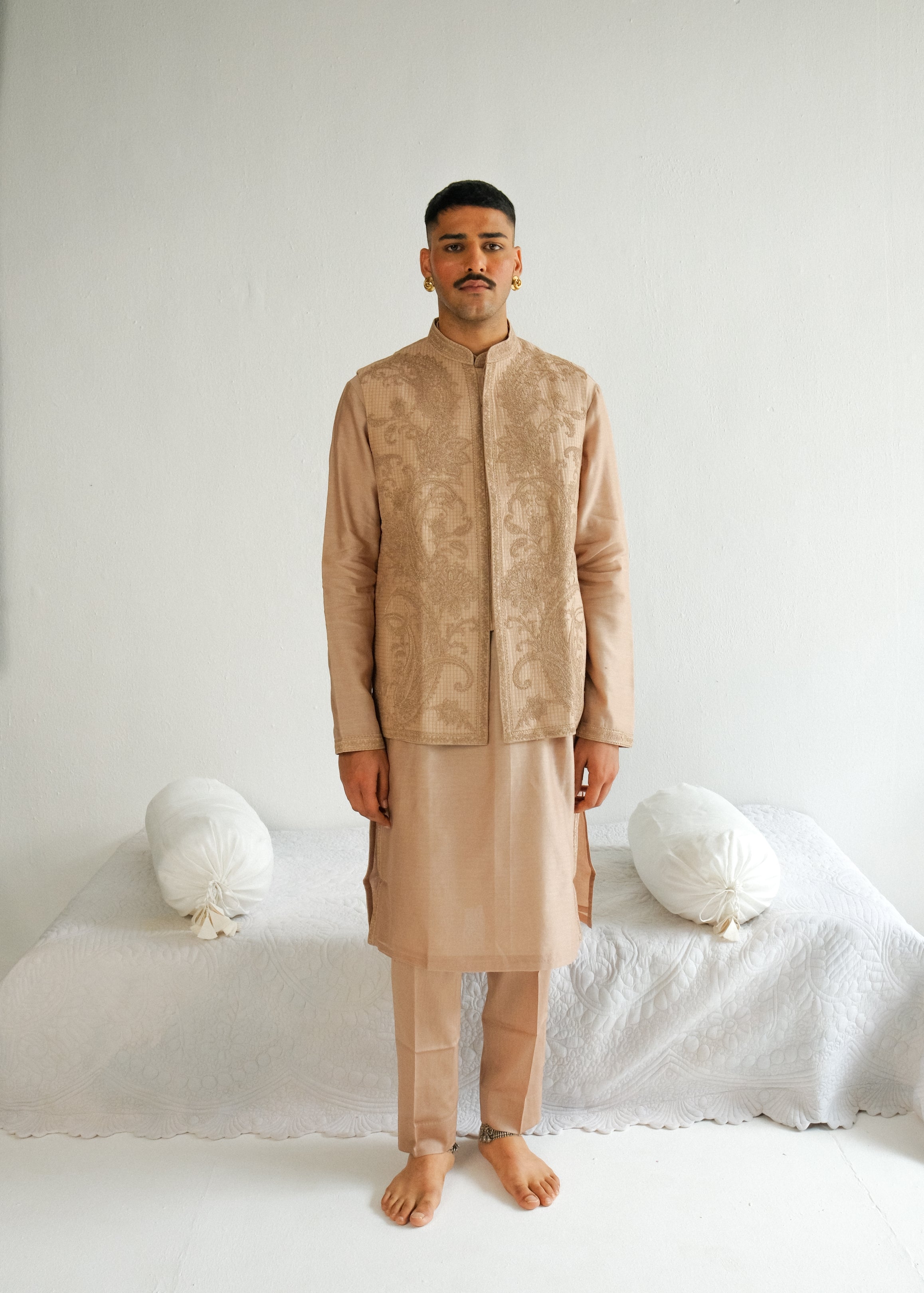 Dori And Marodi Embroidery Beige Kurta Set