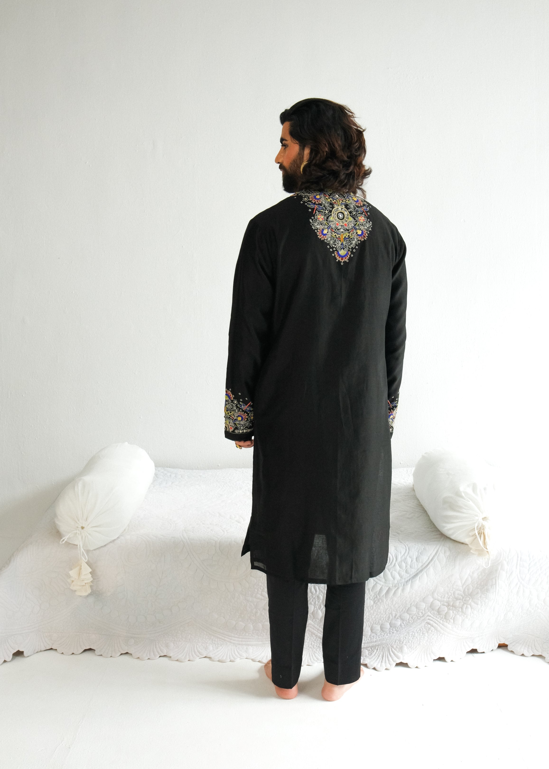 Chanderi Handloom Black Kurta Set